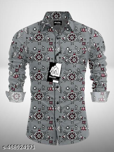 Men's Printed Cotton Full Sleeve Regular Fit Shirt - Unixkart - View 4