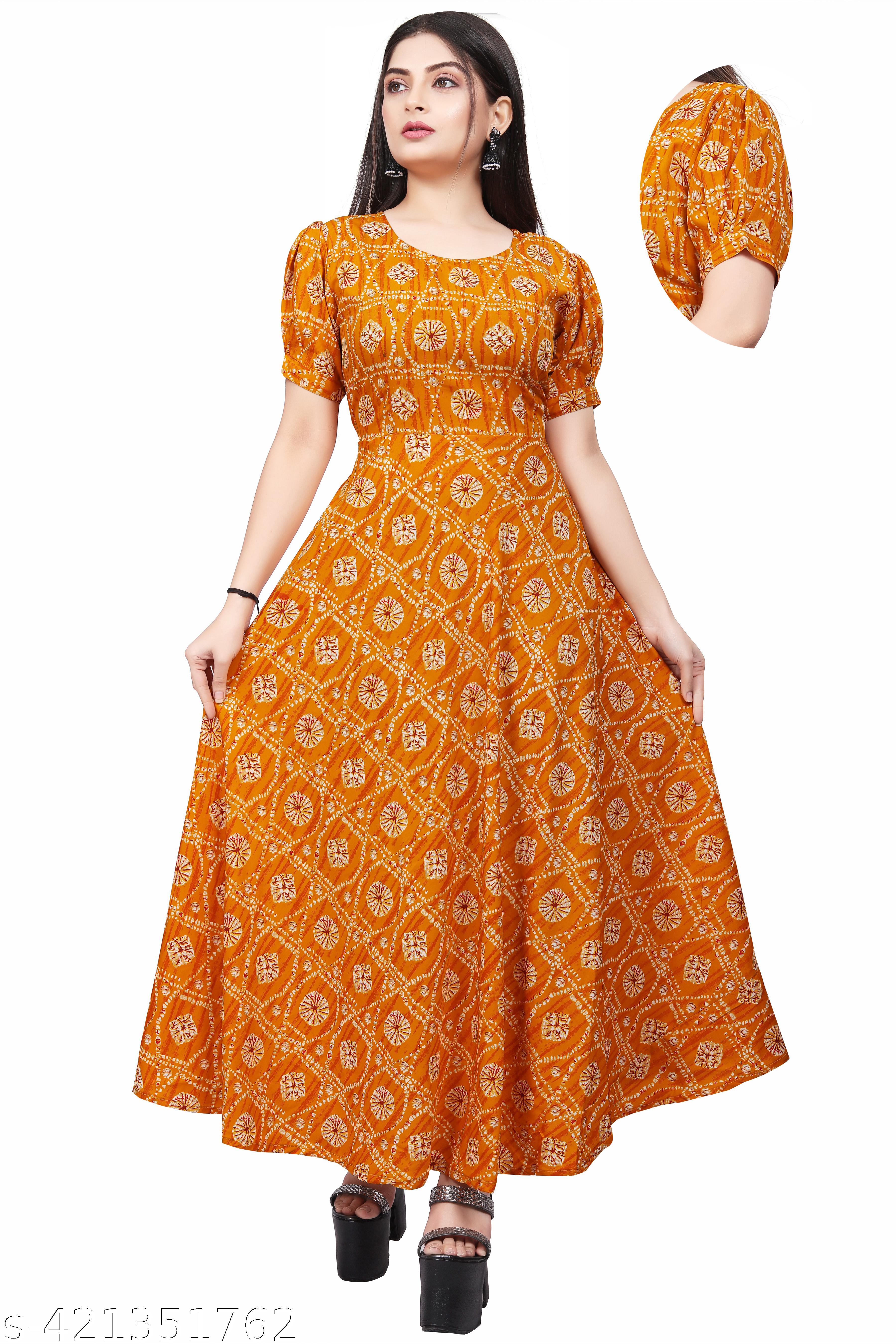 Women's Trendy Designer Maxi Printed Dress - Unixkart - View 4