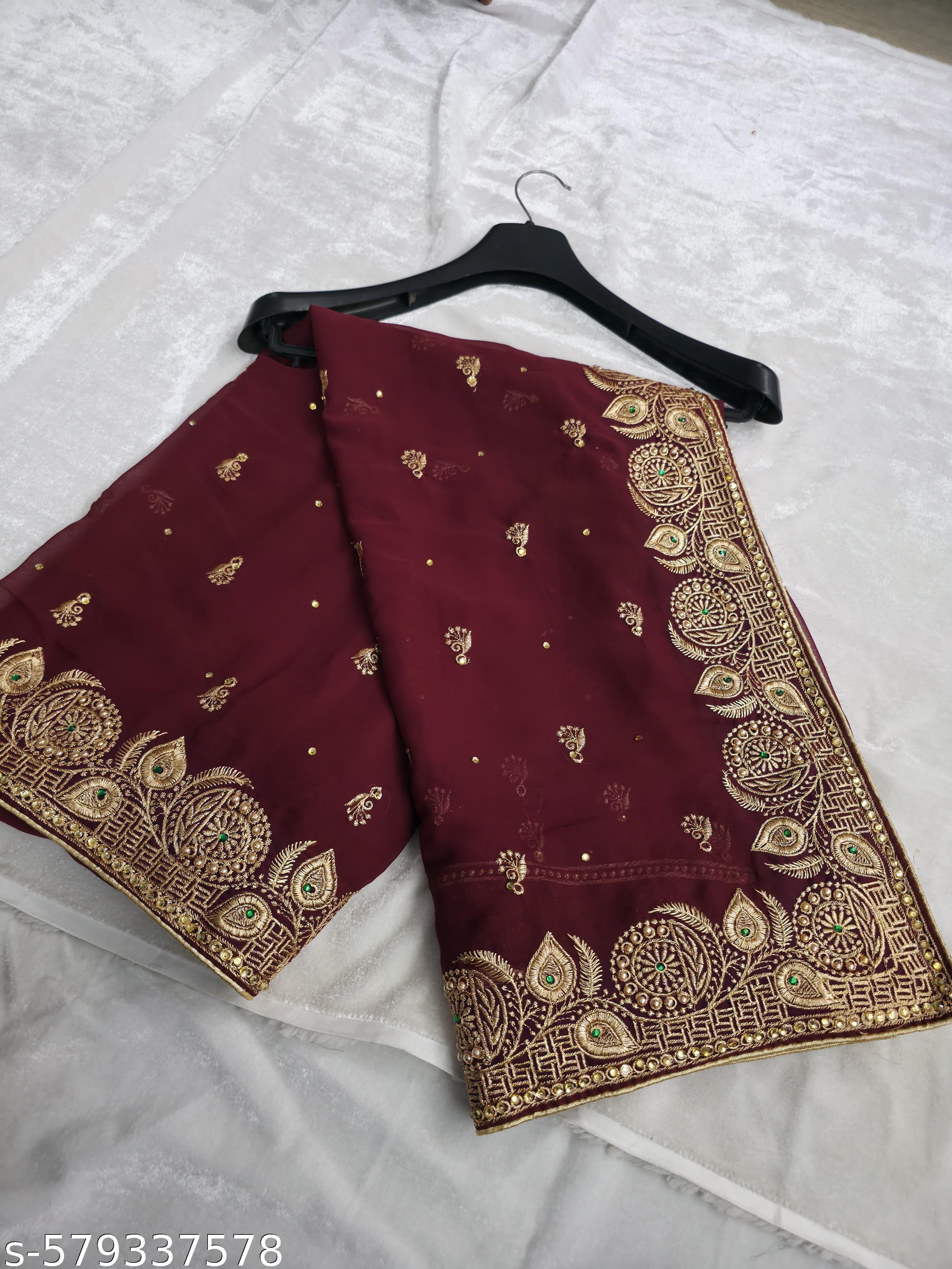 heavy Embroidery Work With Stone Work Saree - Unixkart