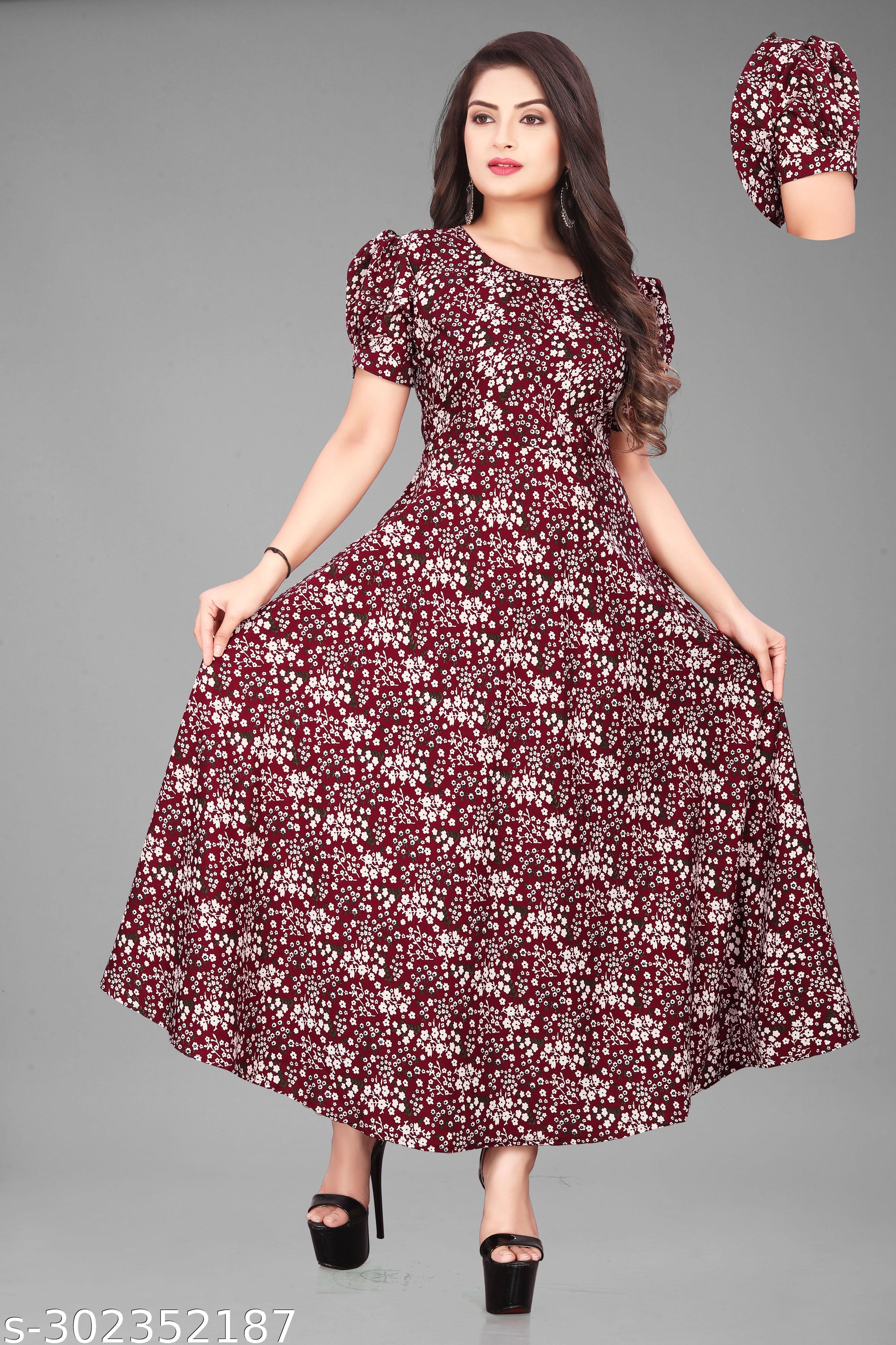 Women's Trendy Designer Maxi Printed Dress - Unixkart - View 4