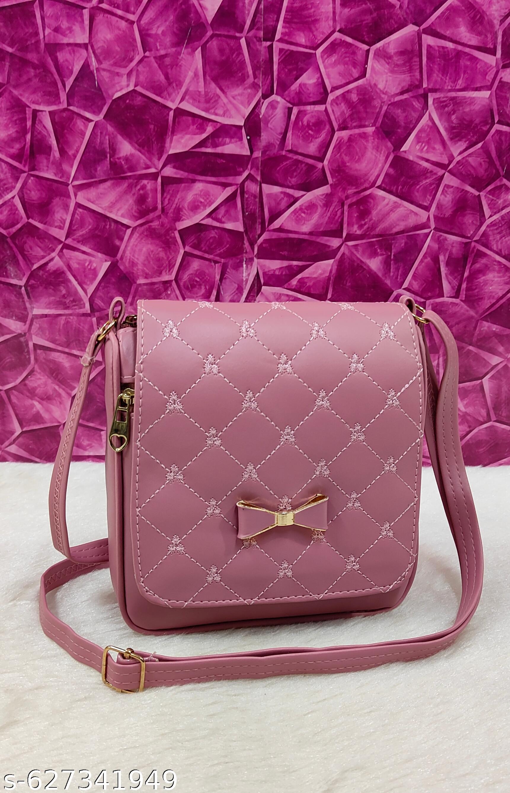 Attractive trendy women Pink PU sling bags/Full hand work bag/sling bag for women/party wear bag for women/long bag for women/wedding bag for women/Small sling bags/Premium PU leather sling bags for women. - Unixkart - View 4