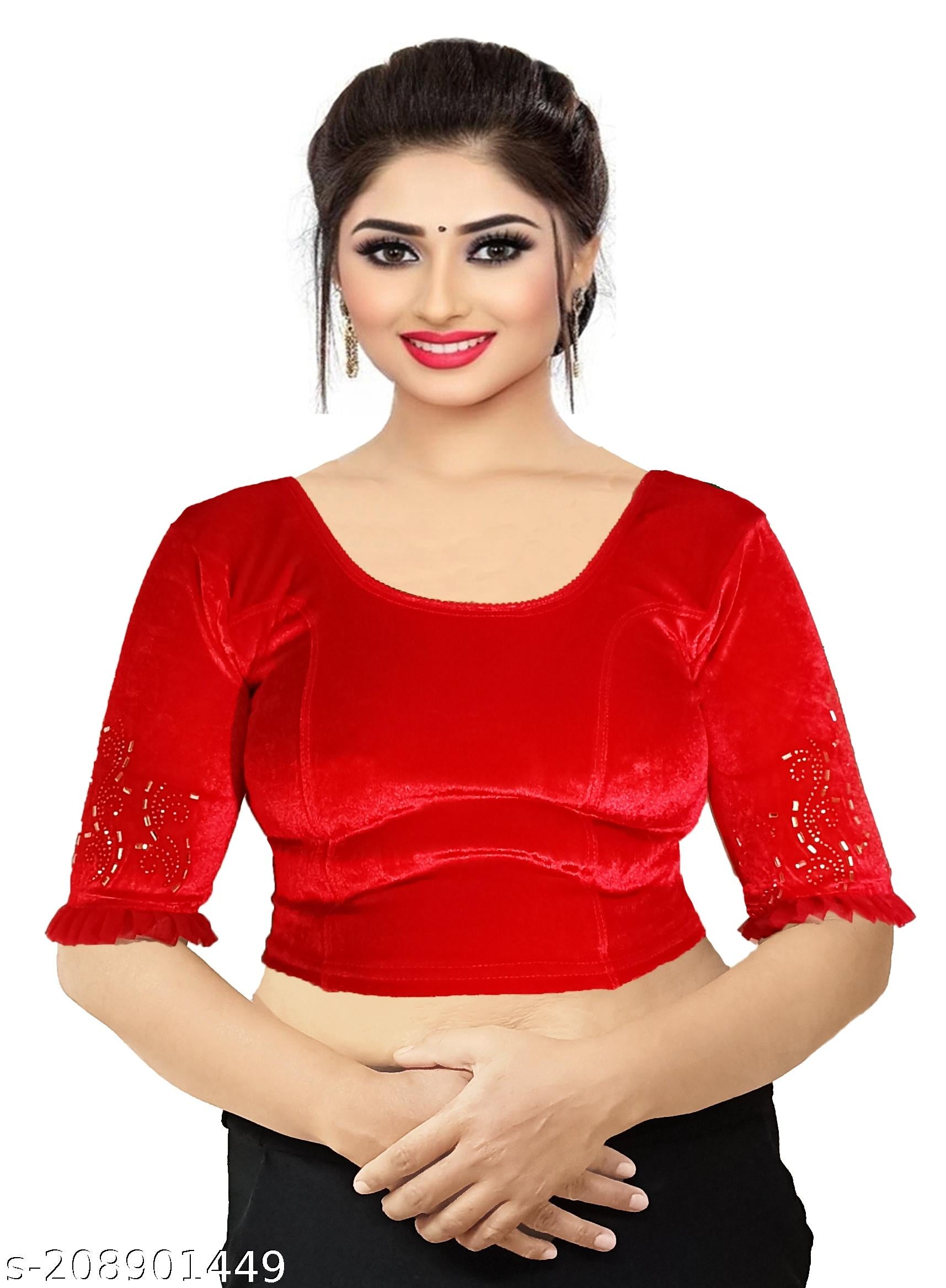 Diamond Work Velvet Blouse - Unixkart - View 4