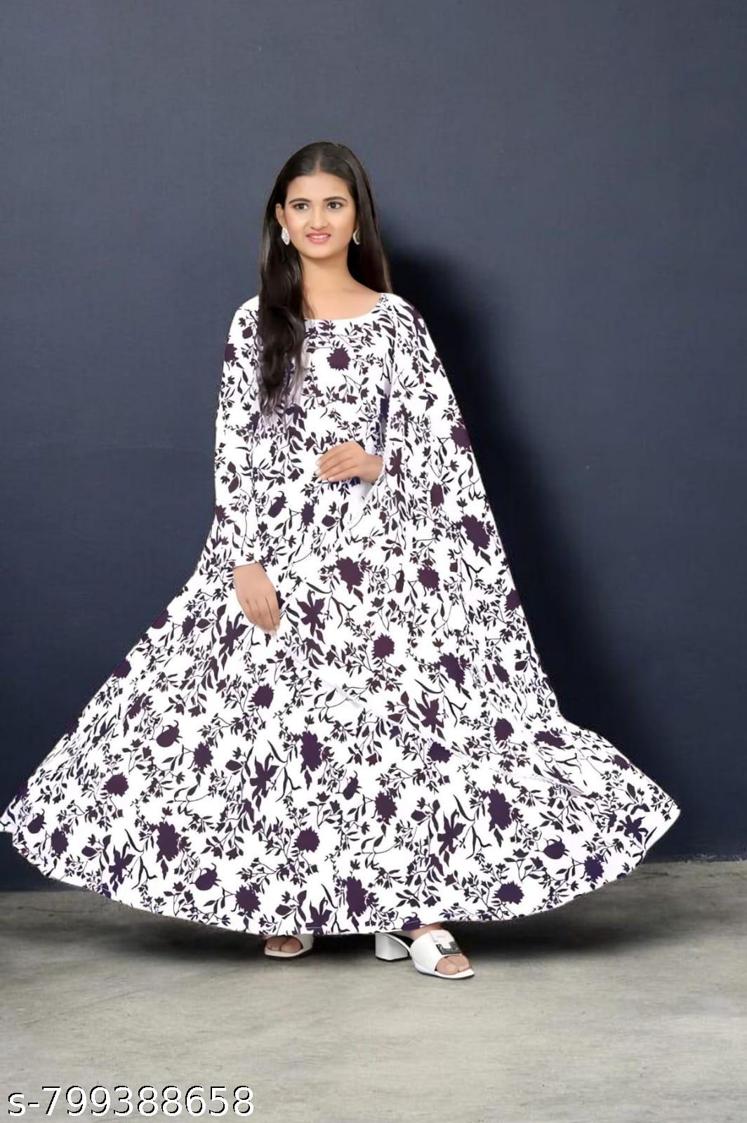 Women's Festive Designer Printed Long Gown - Unixkart - View 4