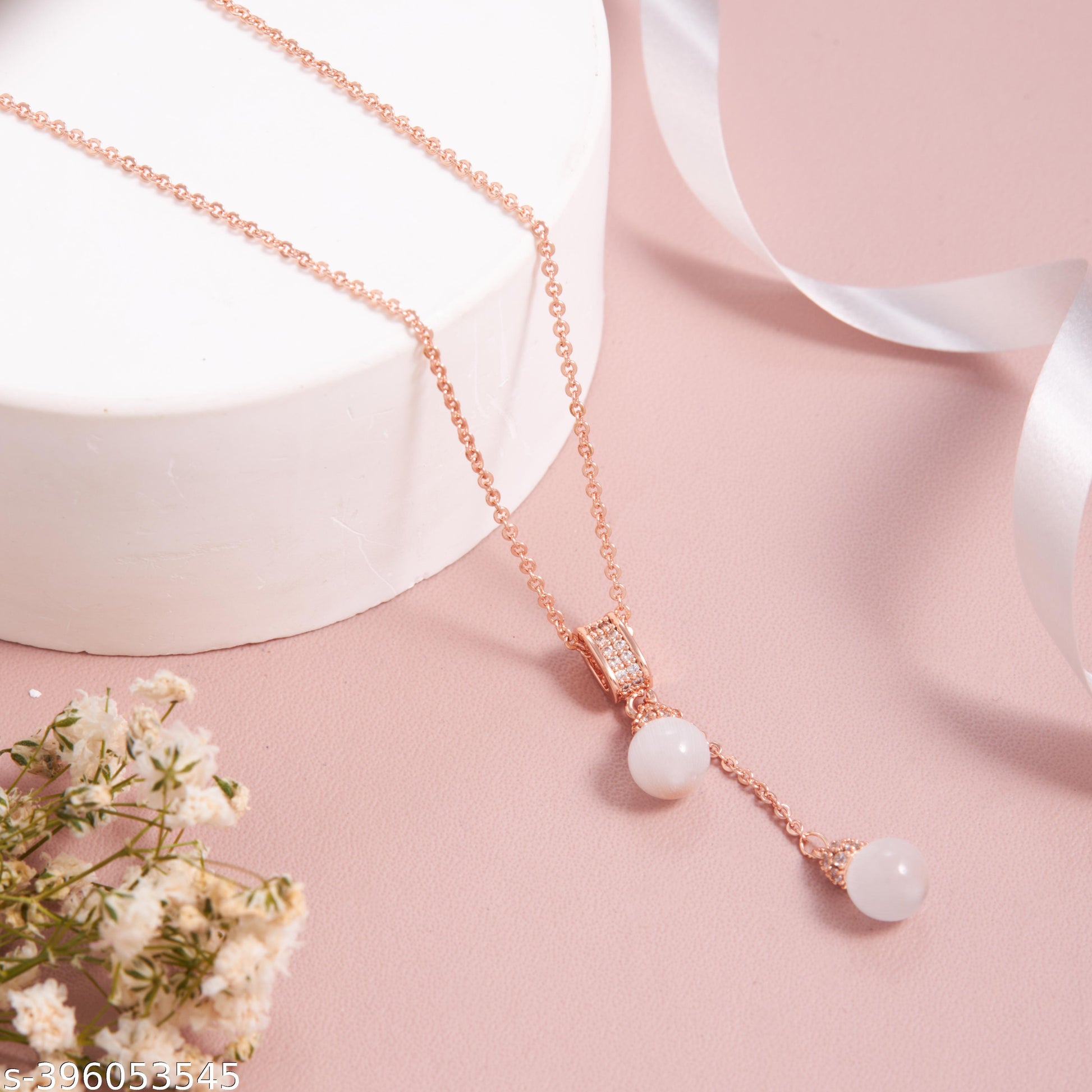 Elegant Rose Gold-Plated Pearl Drop Pendant Necklace for Women and Girls - Unixkart - View 4