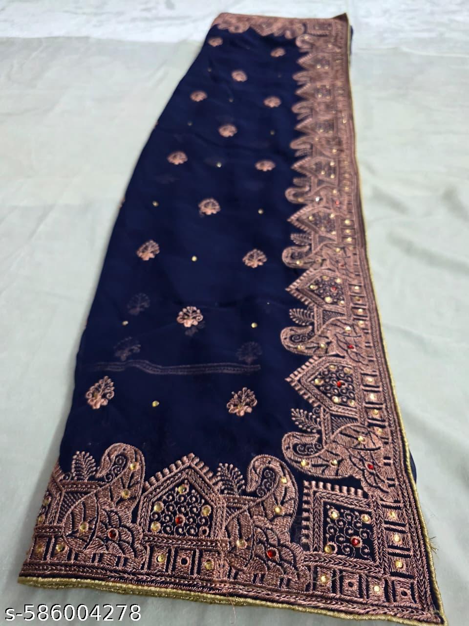heavy Embroidery Work With Stone Work Saree - Unixkart