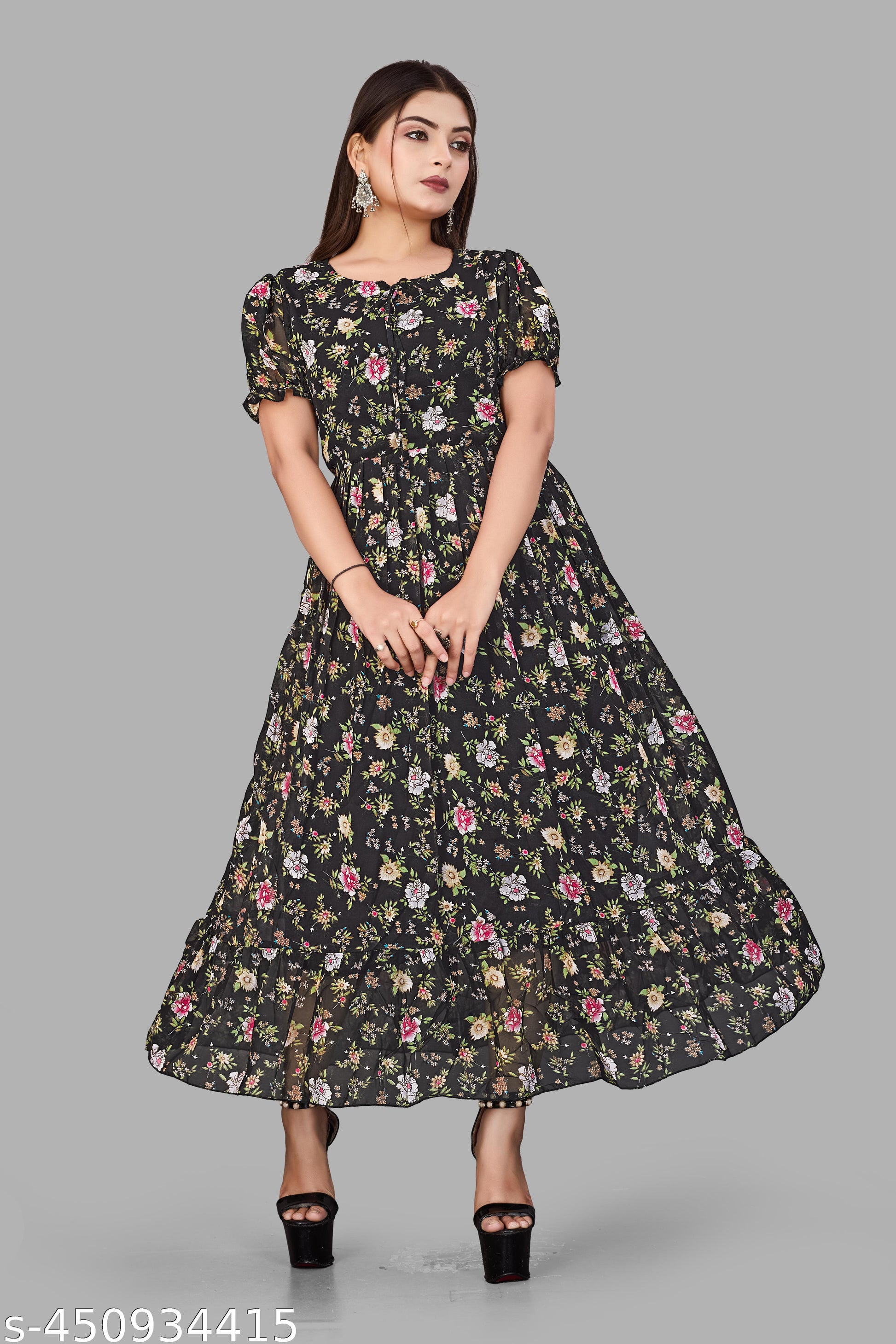 Women's Trendy Designer Maxi Printed Dress - Unixkart - View 4