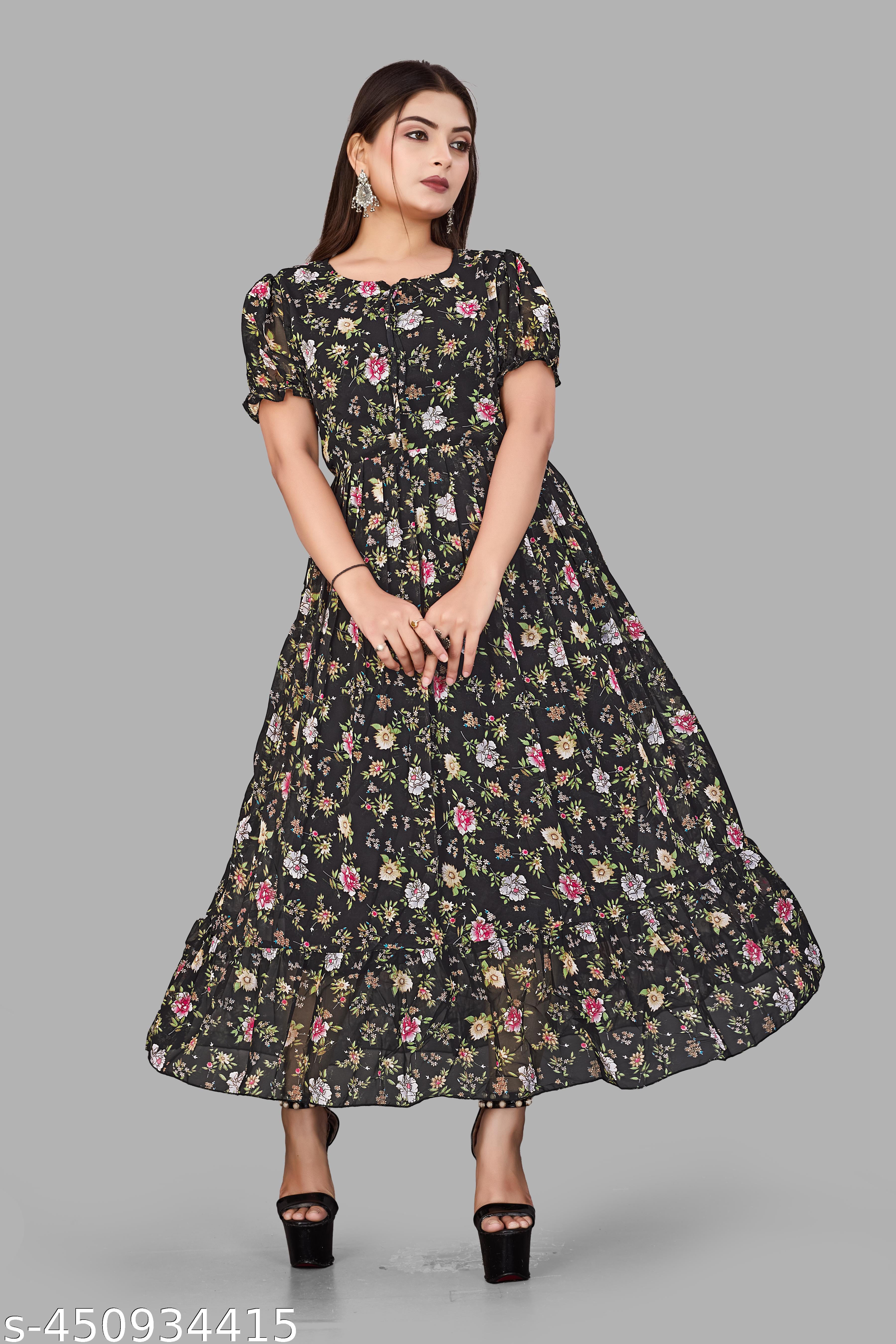 Women's Trendy Designer Maxi Printed Dress - Unixkart - View 4