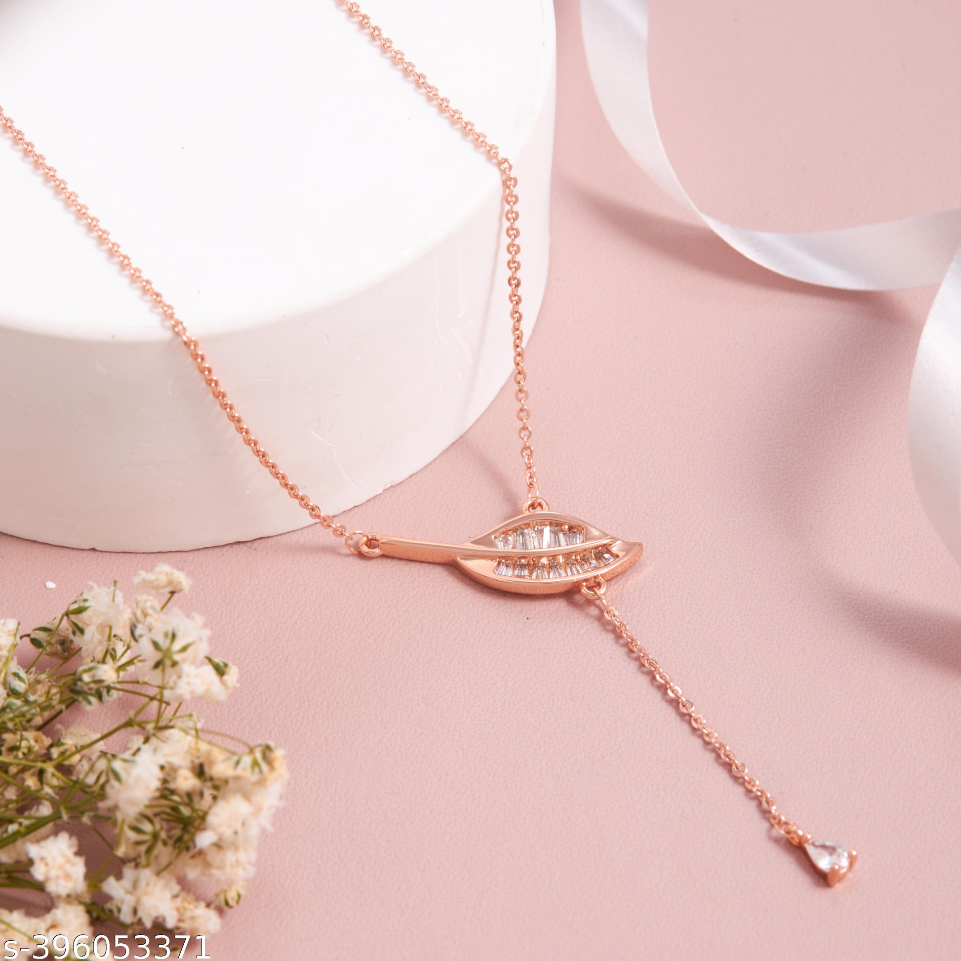 Elegant Rose Gold-Plated Leaf Pendant Necklace for Women and Girls - Unixkart - View 4