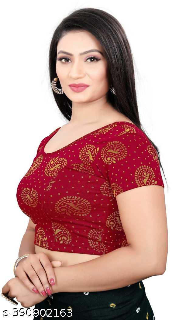 Partywear Pure Cotton Lycra Stretchable Jacquard Readymade Blouse For Women - Unixkart - View 4