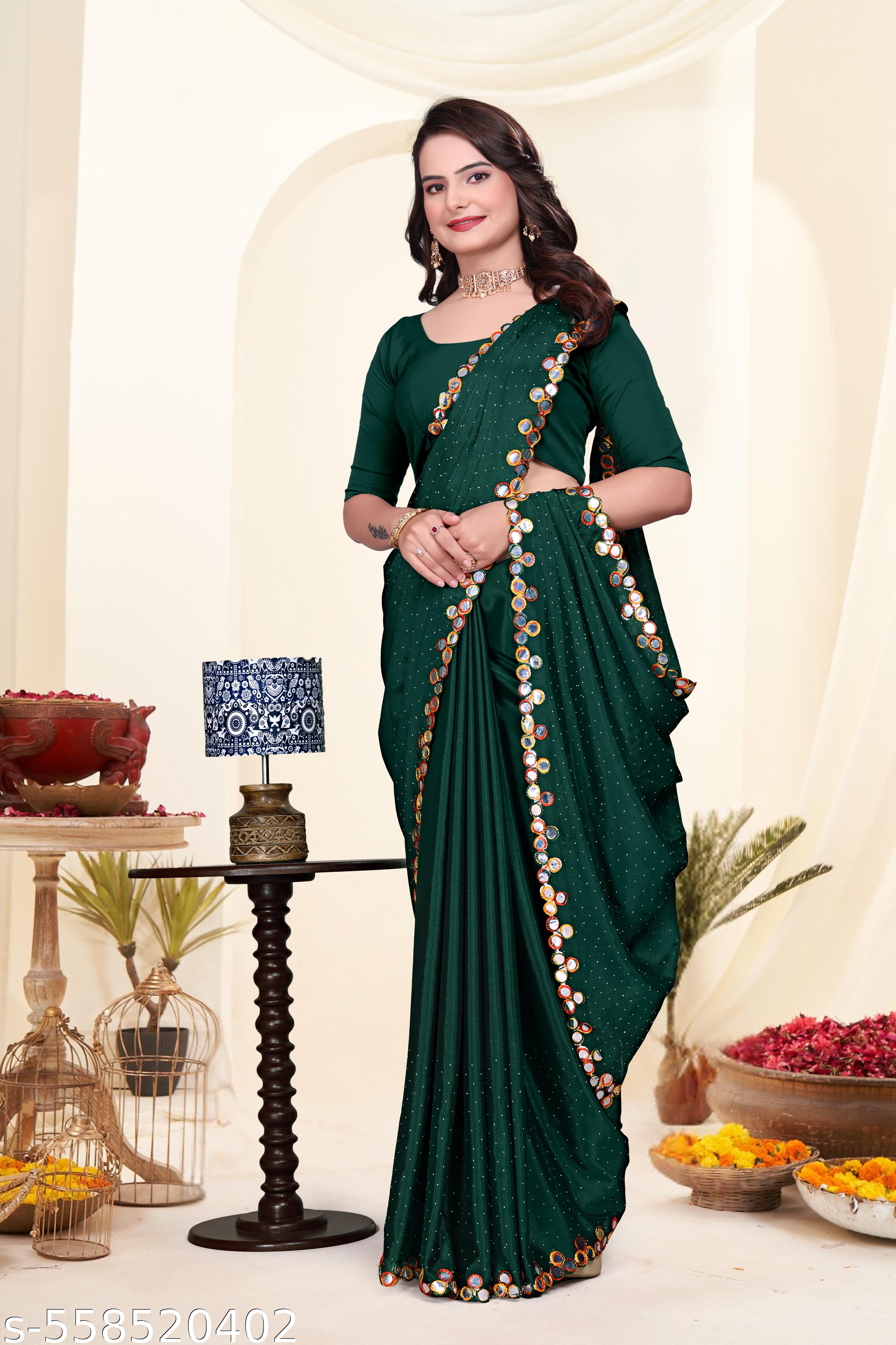 Dazzling mirror embellished saree - Unixkart - View 4