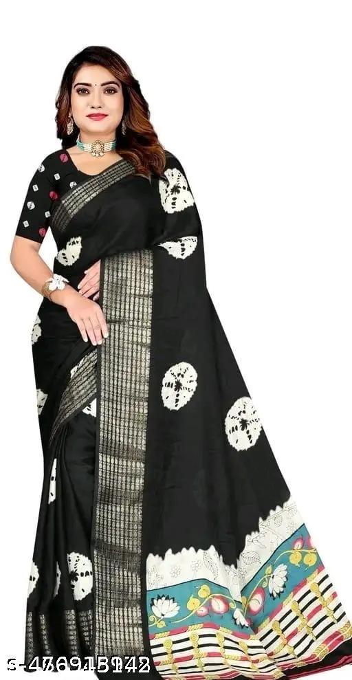 Women's Tradition Bandhani Printed Chiffon Saree with Jacquard Border - Unixkart - View 4