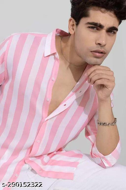 Men's Vertical Stripe Spread Collar Shirt - Unixkart - View 4