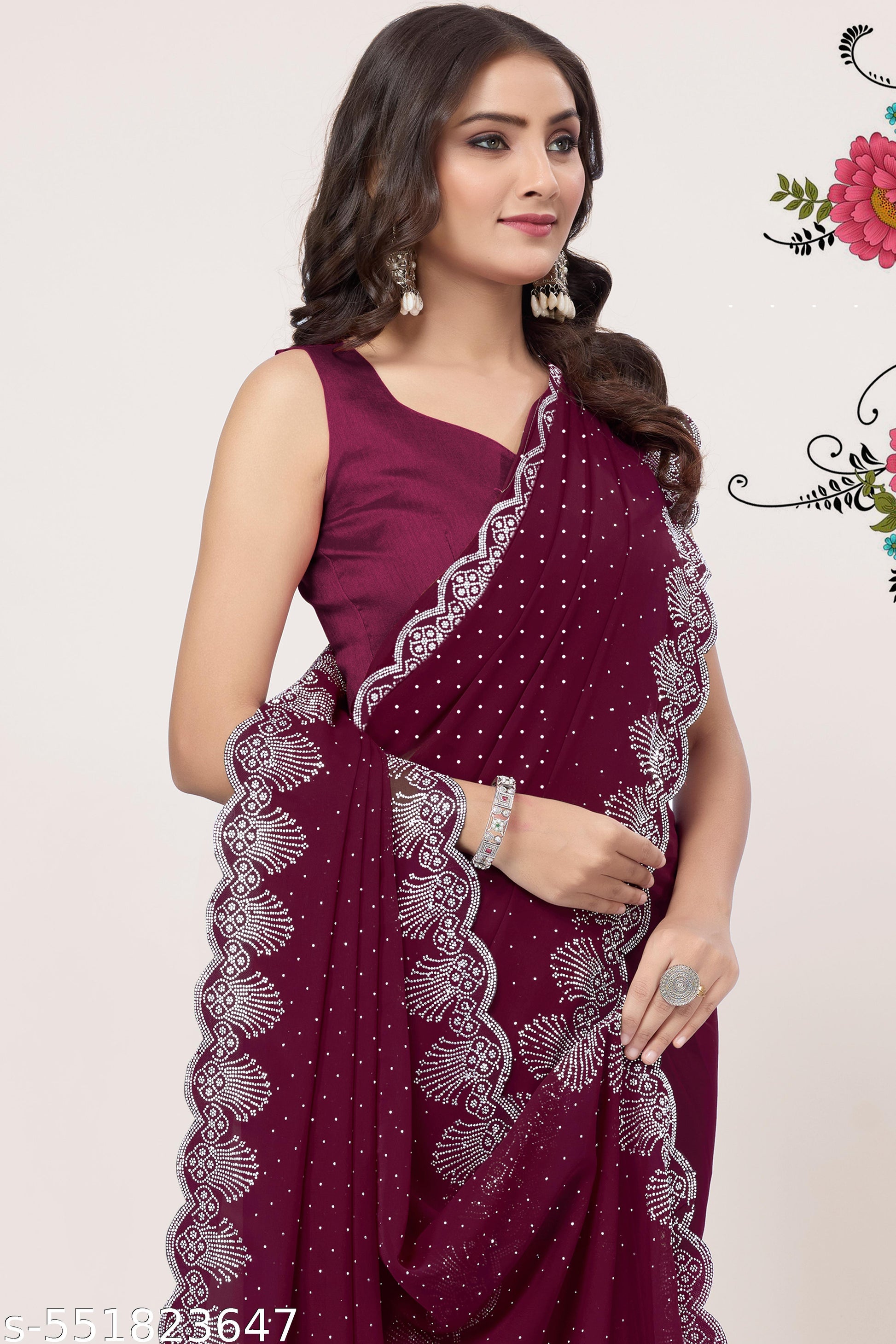 twinkle touch party wear georgette saree - Unixkart - View 4