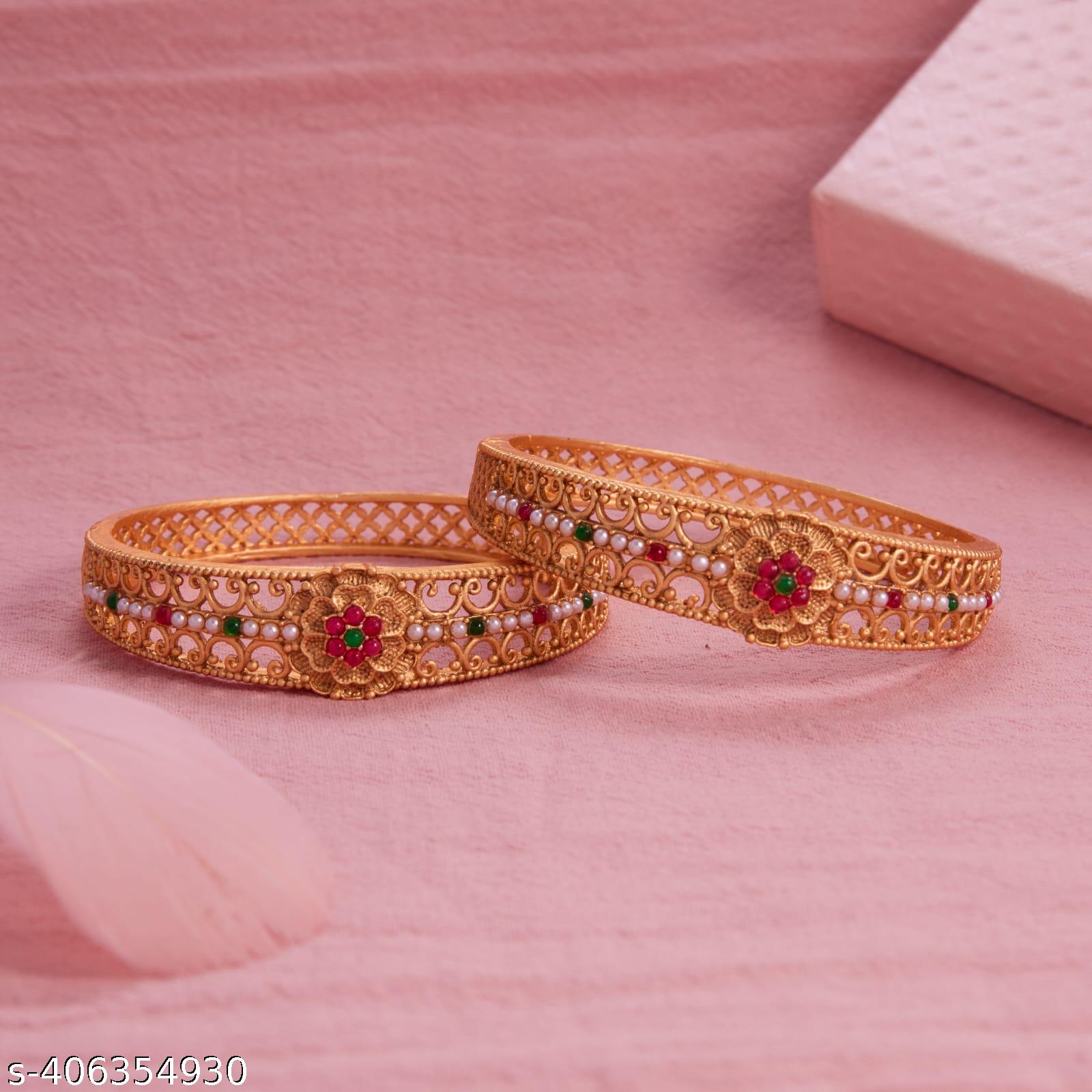 Royal Radiance: Gold-Plated Traditional Rajwadi Style Real Concept Patla/Kangan/Bangles/Rajwadi Bang - Unixkart - View 4