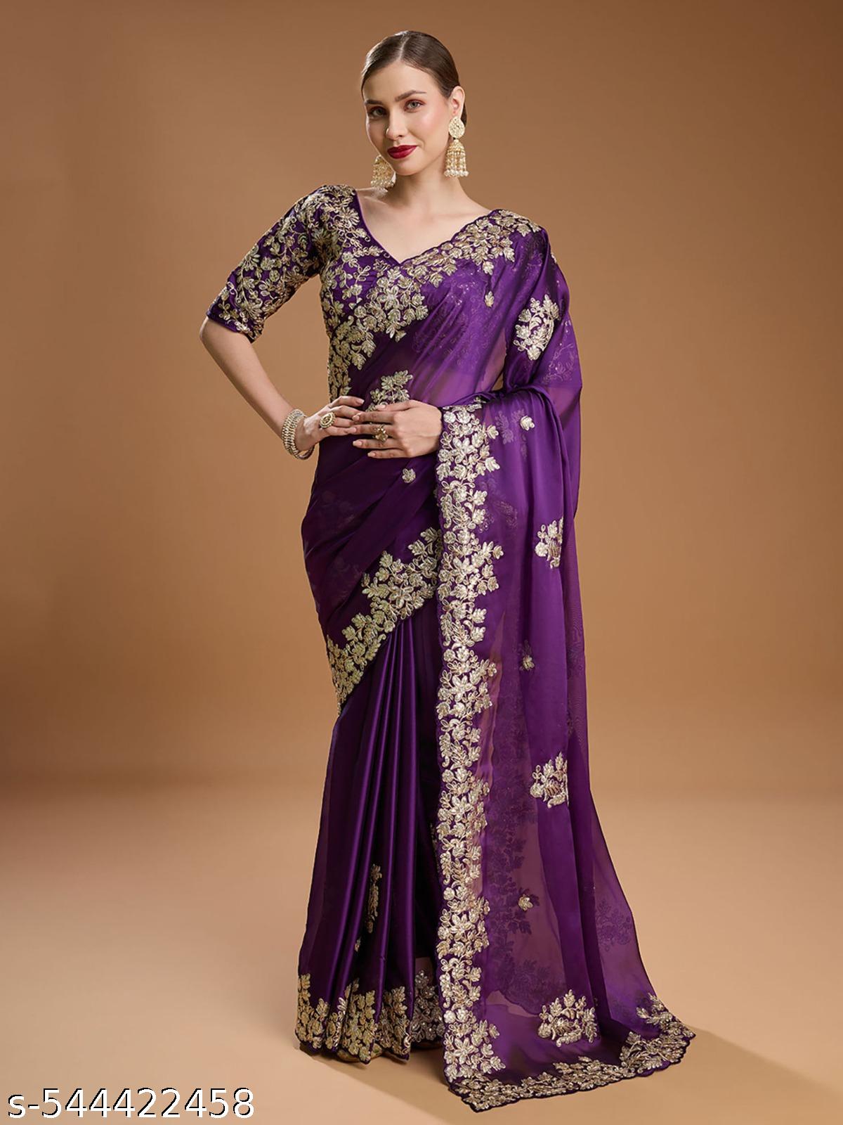 RANGOLI Georgette SAREE WITH HEAVY EMBRODED WORK - Unixkart