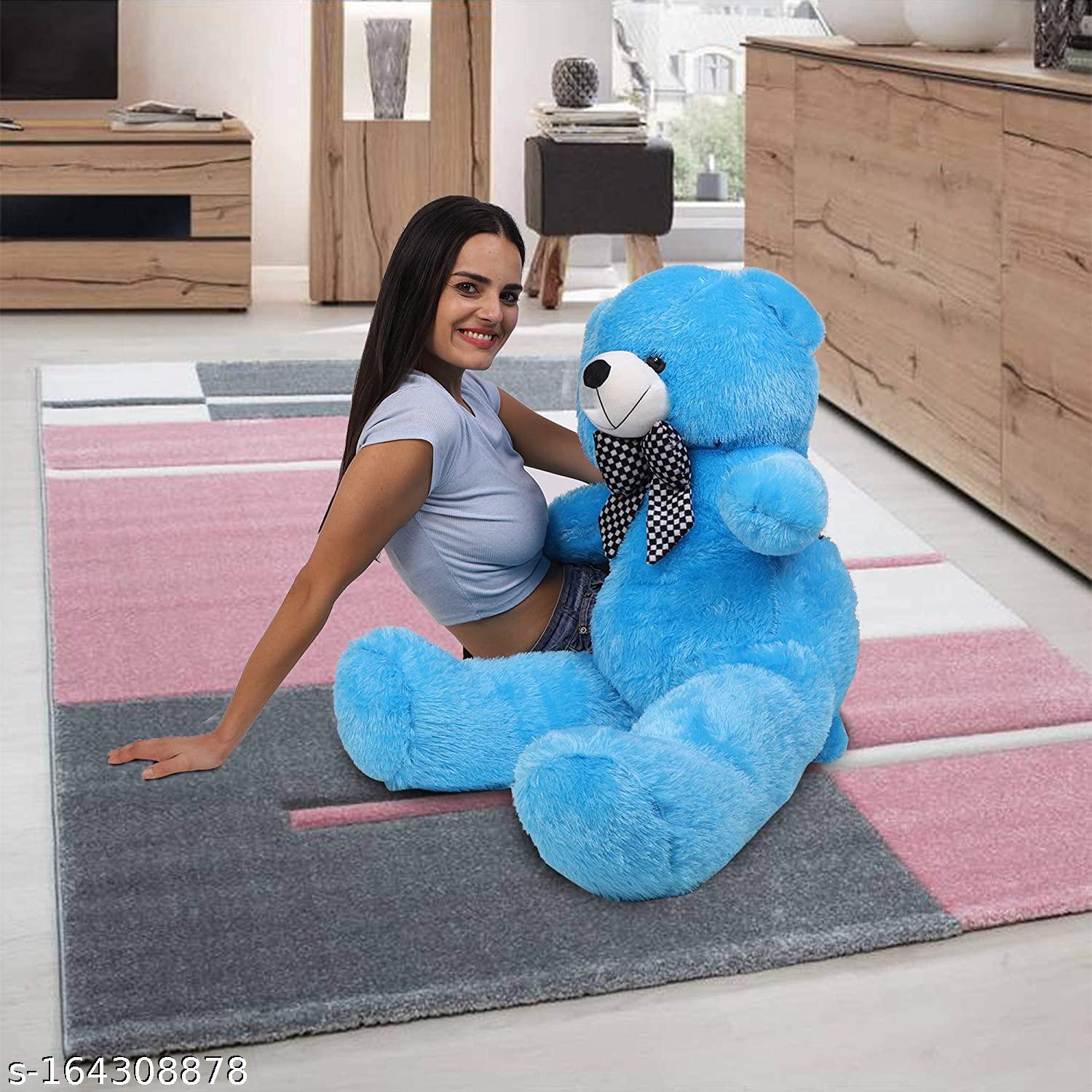 3 Feet Sky Blue Stuffed Teddy Bear - Unixkart - View 4