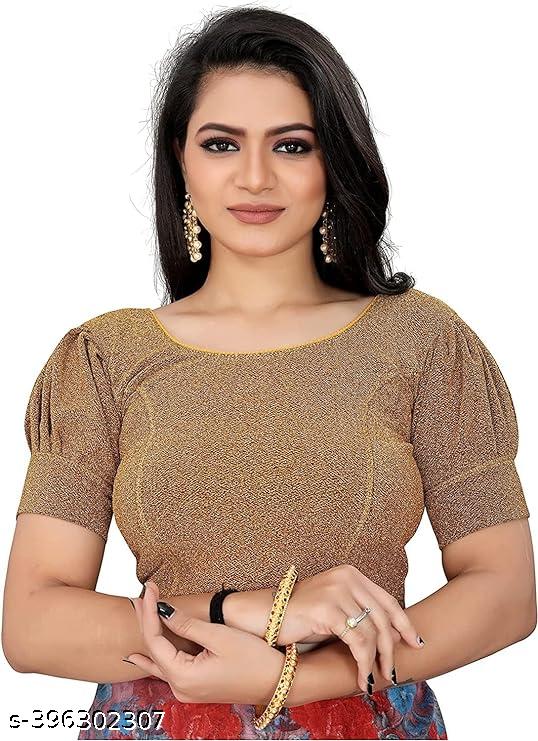 Trending Metallic Stretch Blouse with Balloon Sleeves - Unixkart - View 4
