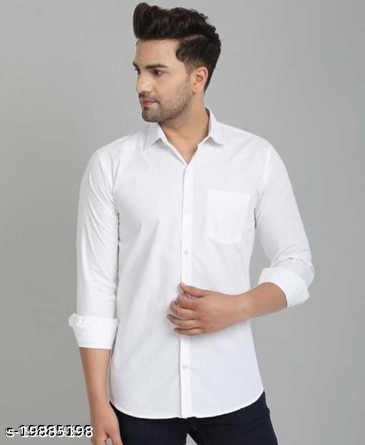 Men's Solid Spread Collar White Shirt - Unixkart - View 4
