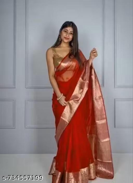 Organza Bandhani Lehariya Saree - Unixkart - View 4