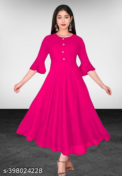 Women's Anarkali Rayon Kurti - Unixkart - View 4