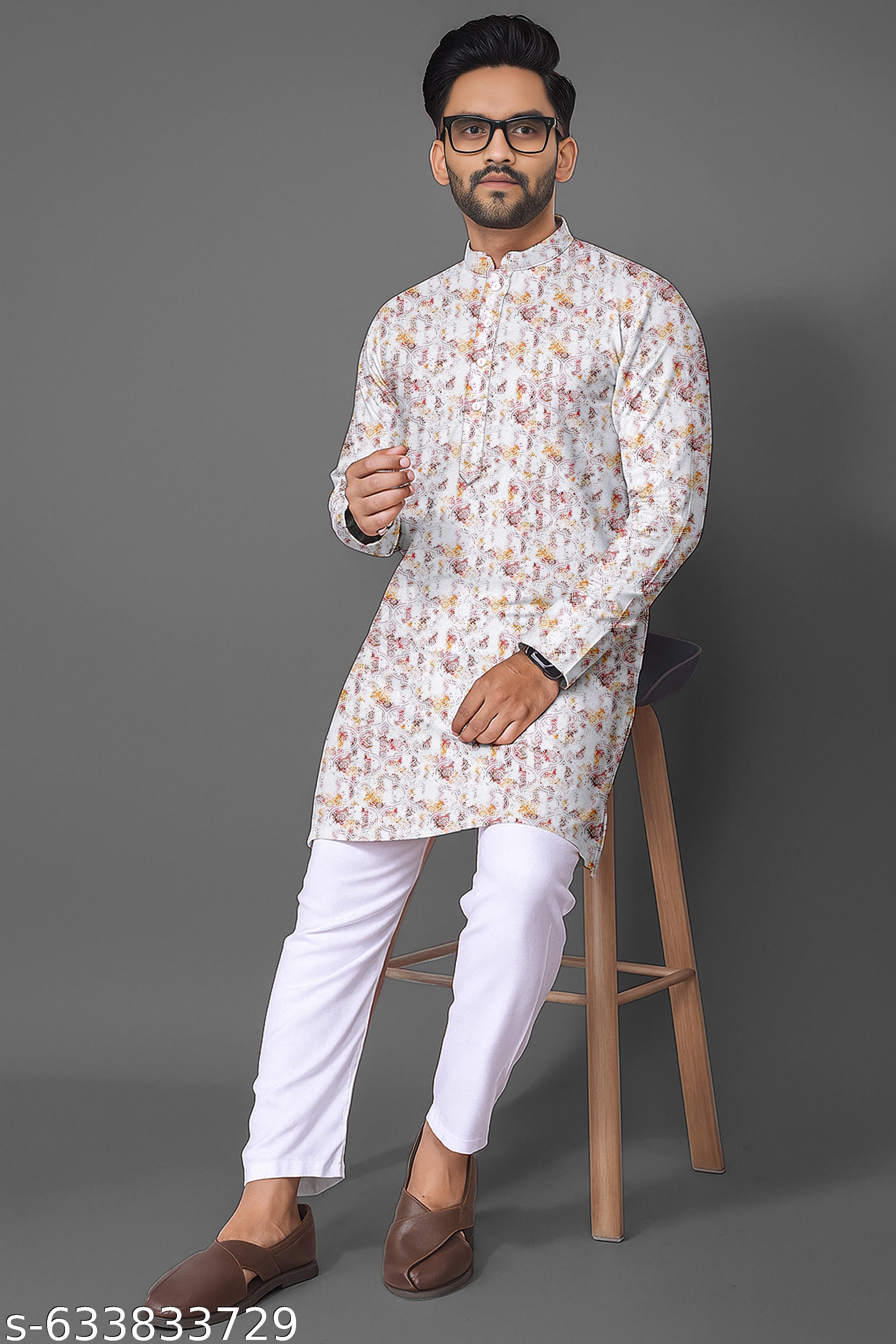 Men's Attractive Printed Festive Kurta - Unixkart - View 4