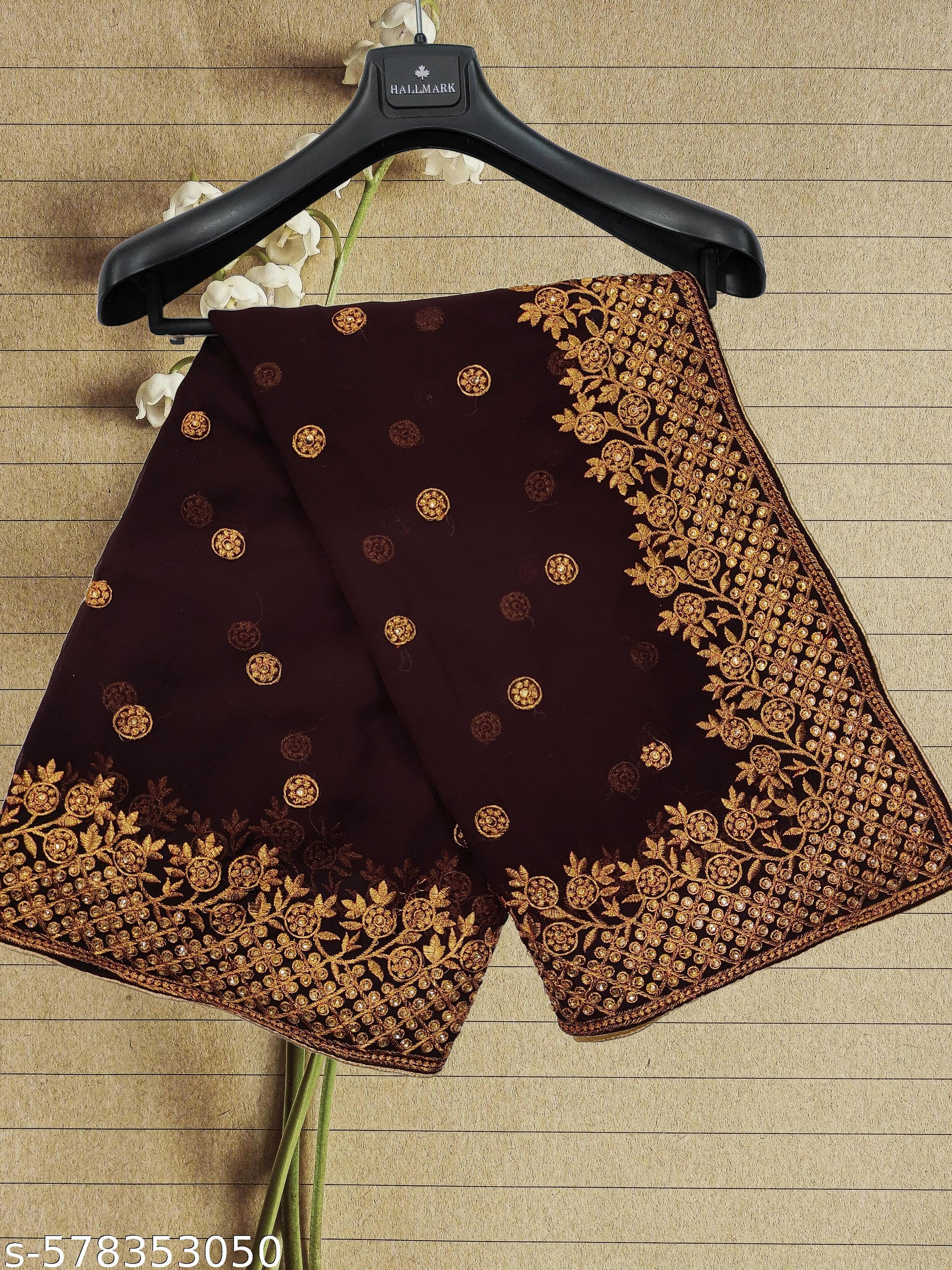 heavy Embroidery Work With Stone Work Saree - Unixkart
