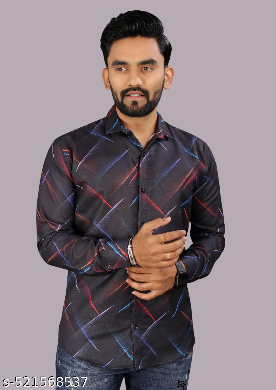 Men's Regular Printed Cotton Full Sleeve Shirt - Unixkart - View 4