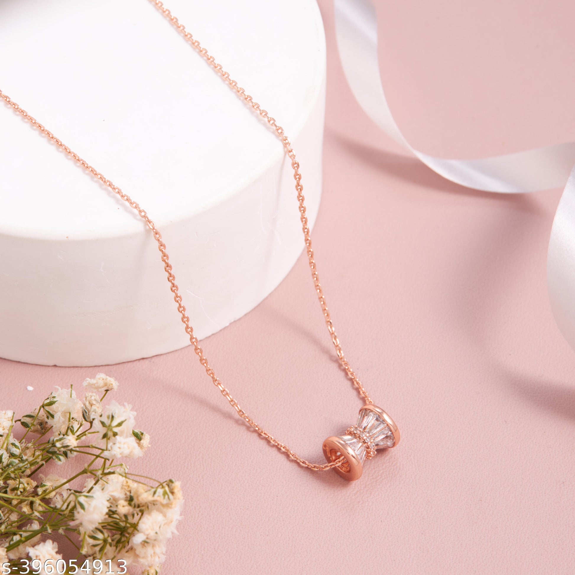 Elegant Rose Gold-Plated Barrel Pendant Necklace for Women and Girls - Unixkart - View 4
