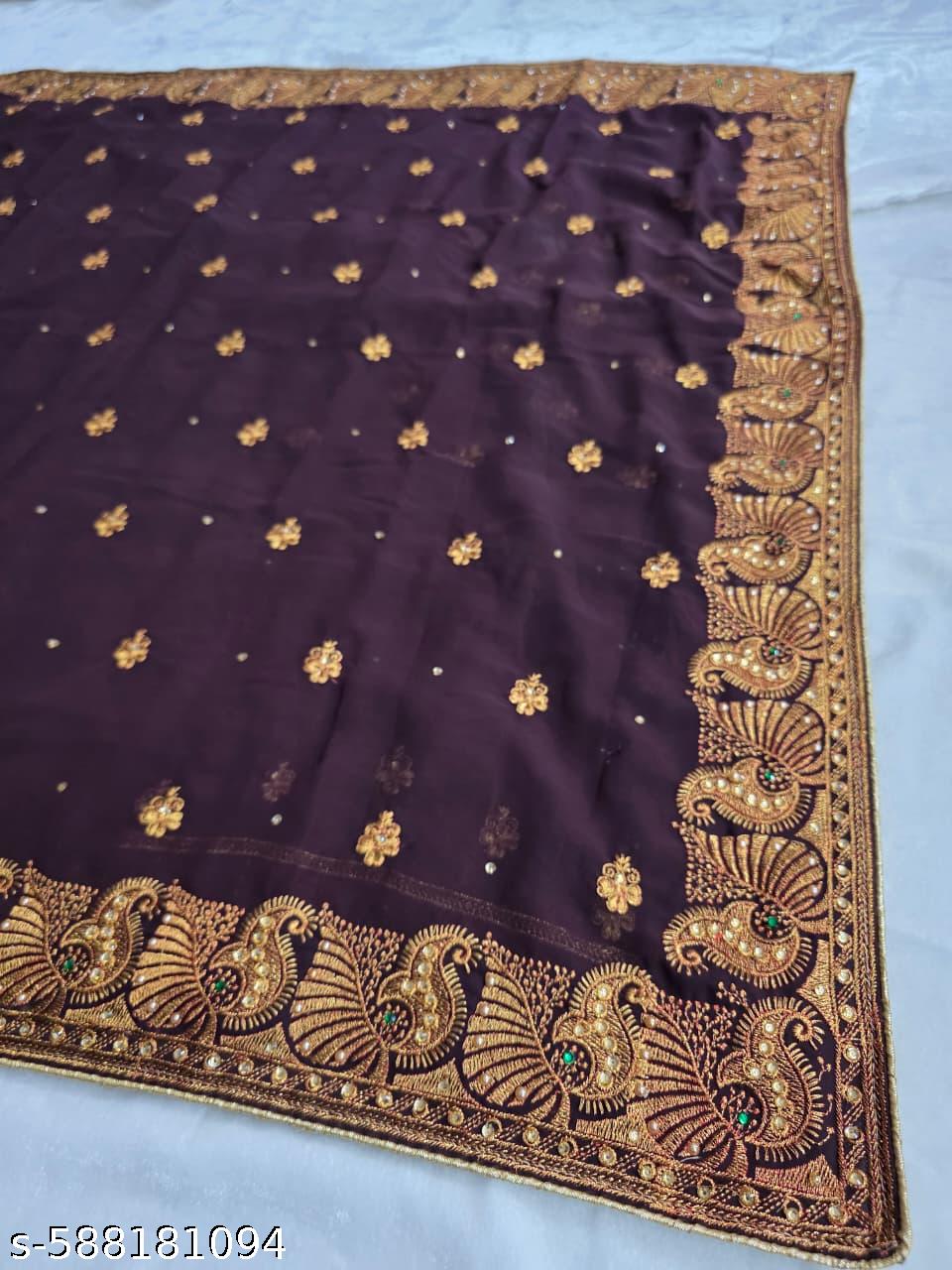 heavy Embroidery Work With Stone Work Saree - Unixkart - View 4