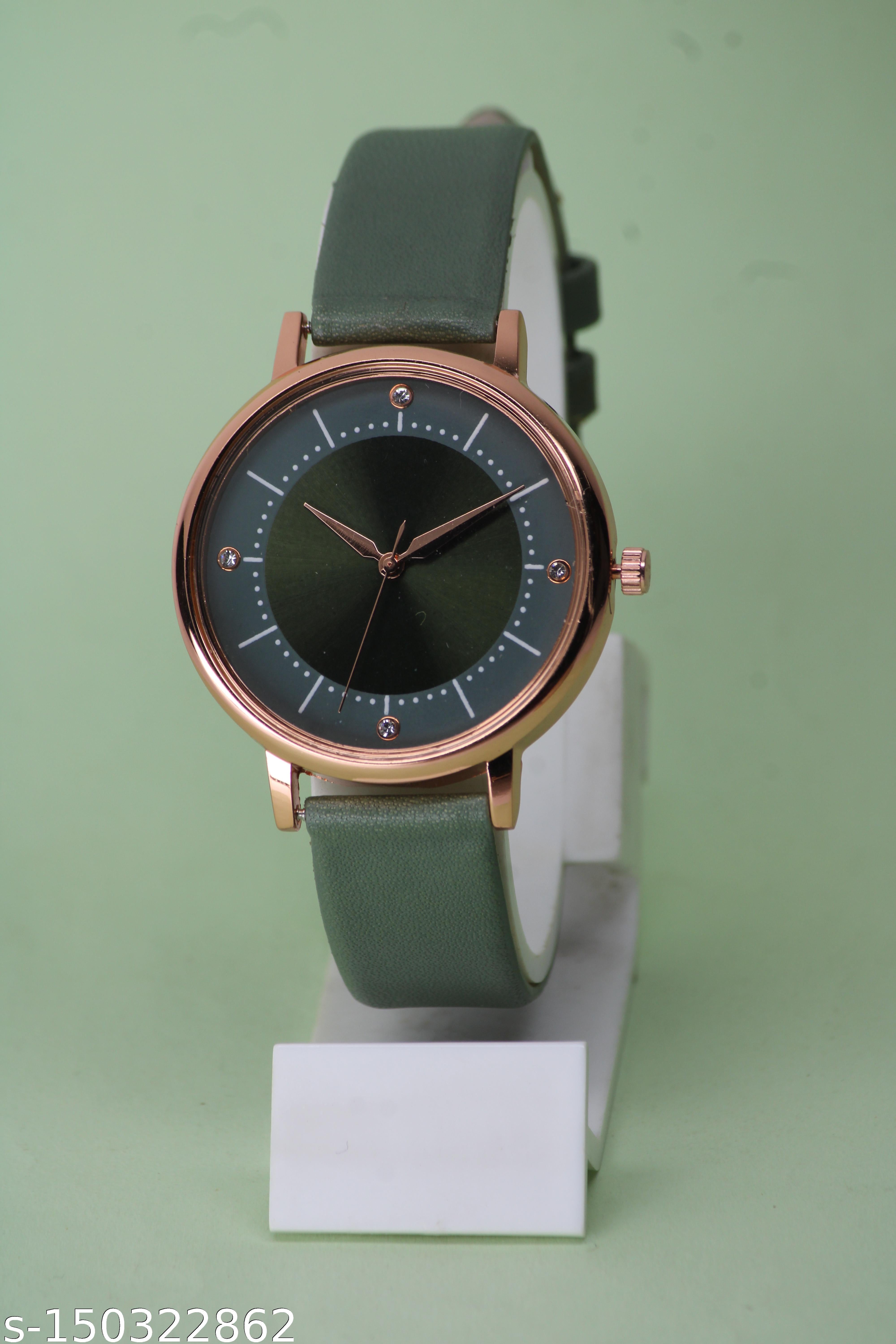 High Quality Ethnic Designer Shiny Rosegold Round Dial with Slim Fit Leather - Image 4
