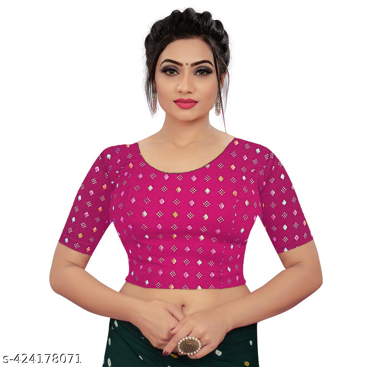Readymade Printed Lycra Blouse Pigment Foil Print Design - Unixkart - View 4
