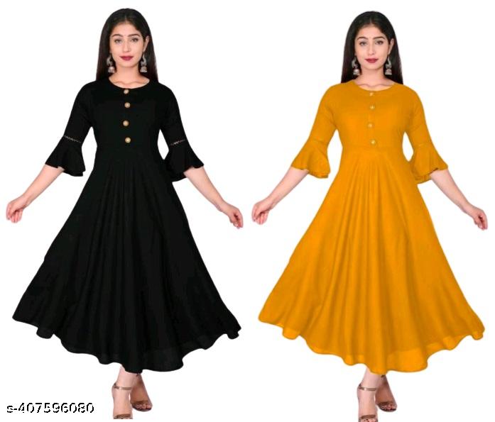 Women's Anarkali Fit & Flare Rayon Kurta - Unixkart - View 4