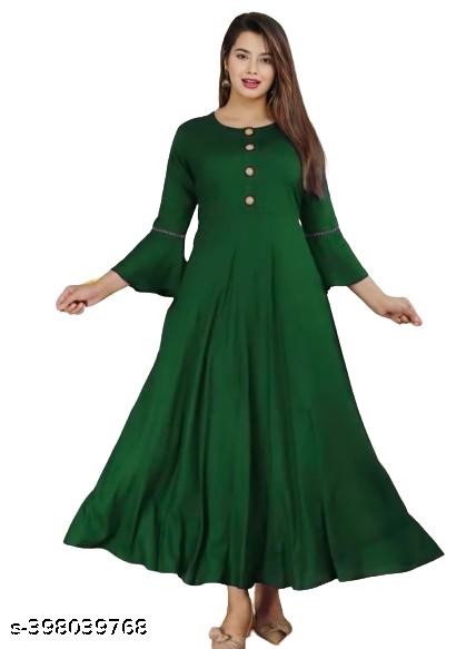 Women's Rayon Straight Anarkali Flare Bell Gown Kurti - Unixkart - View 4