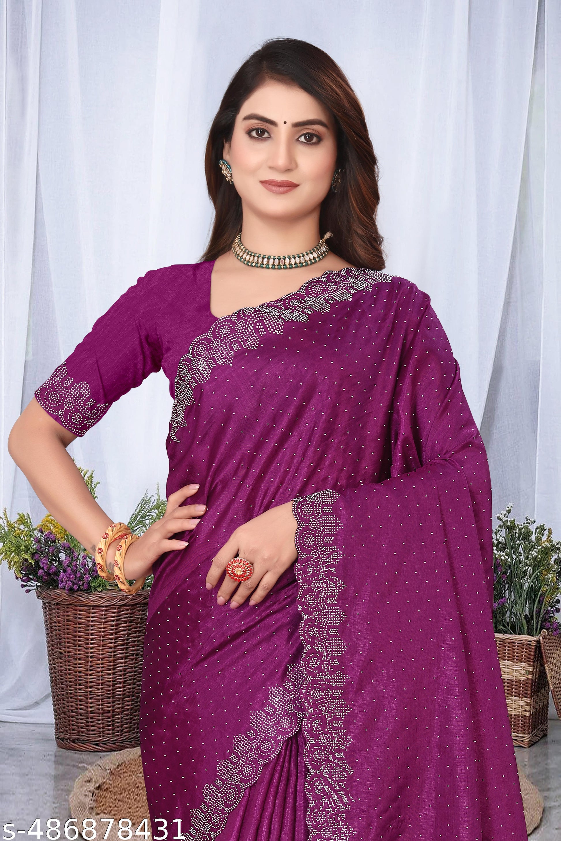 Diamond Work Traditional Fancy Saree - Unixkart - View 4