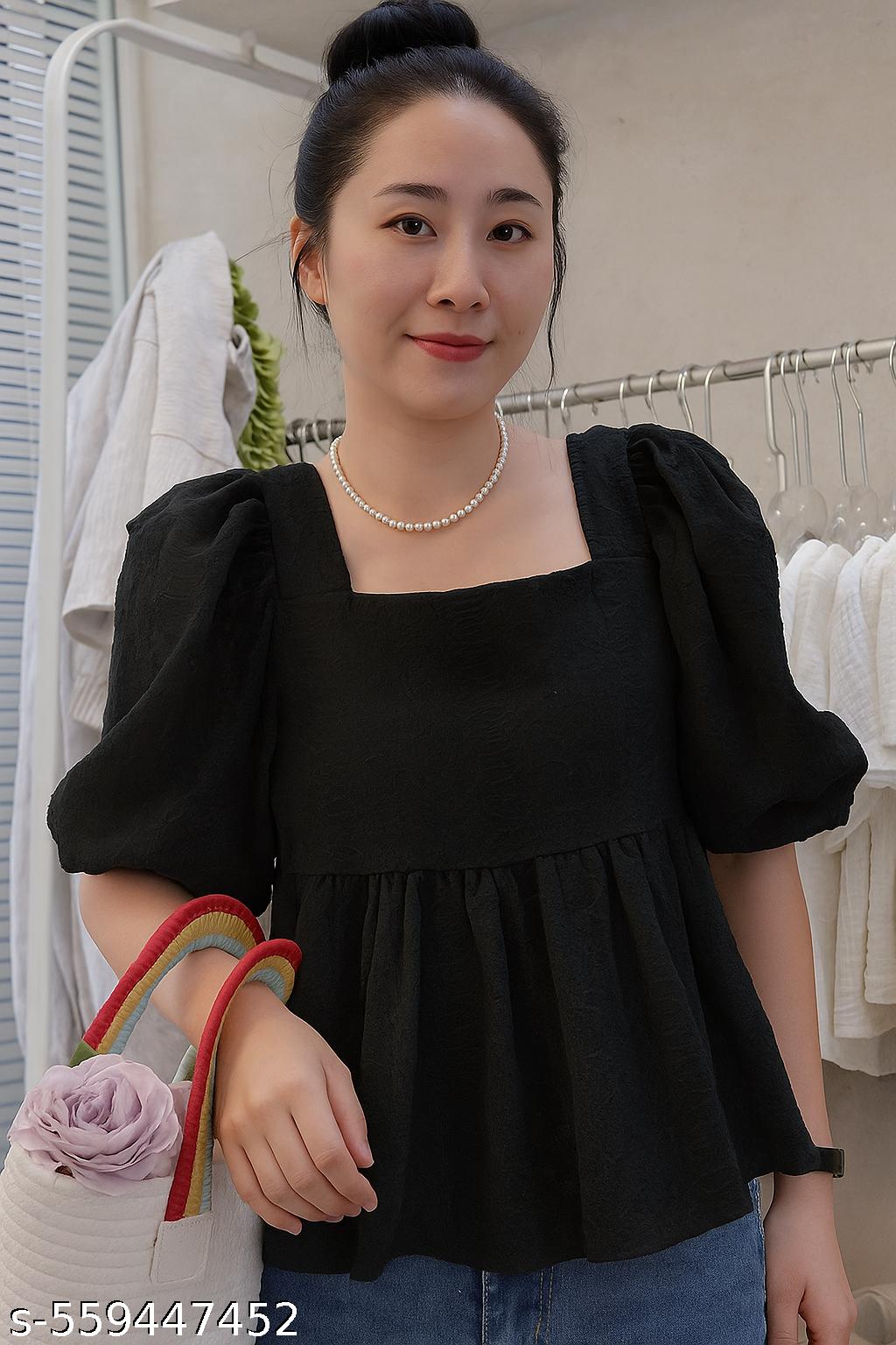 Women's Chanderi Black Top - Unixkart - View 4