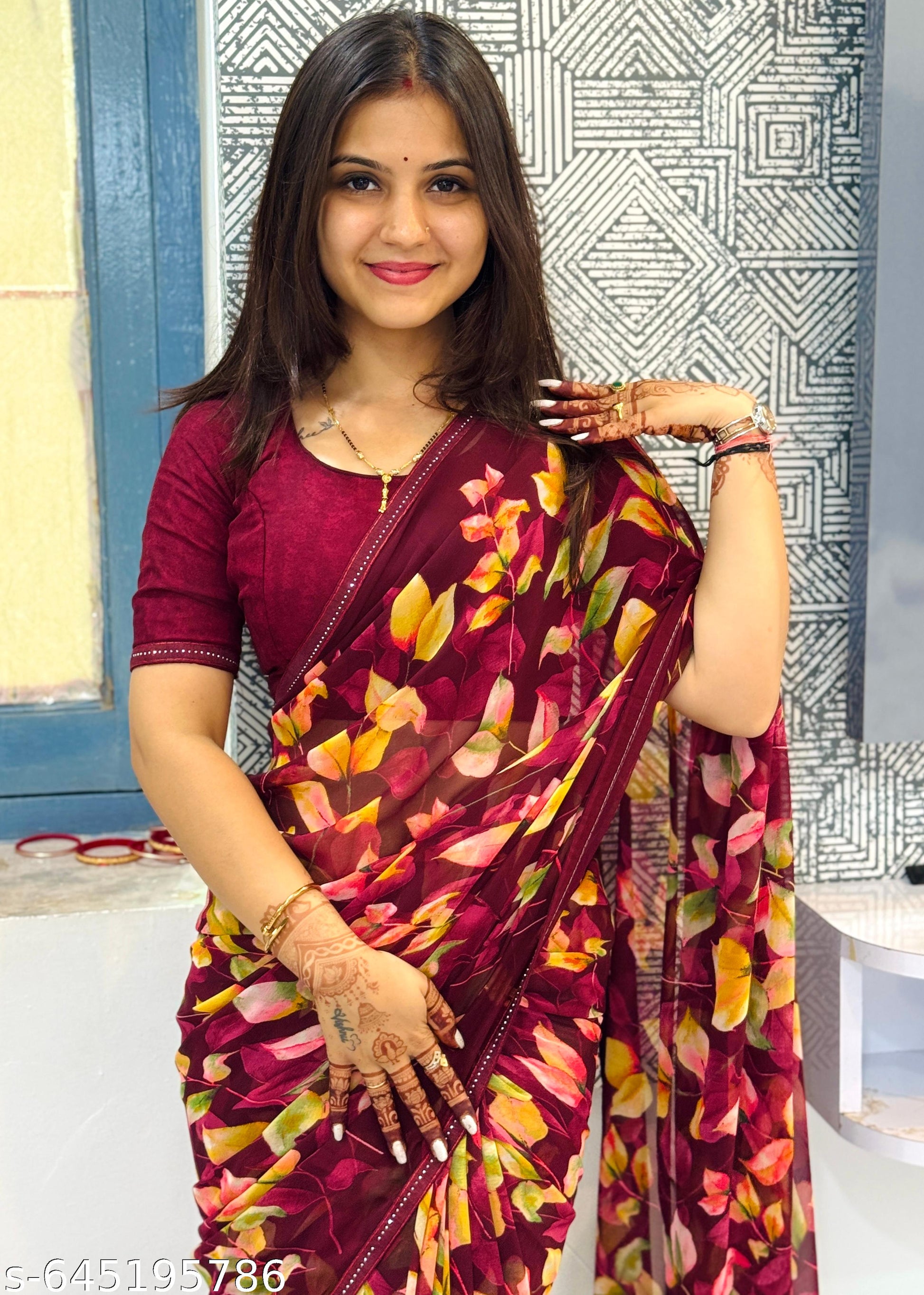 Weightless Printed Georgette Daily Wear Saree - Unixkart - View 4