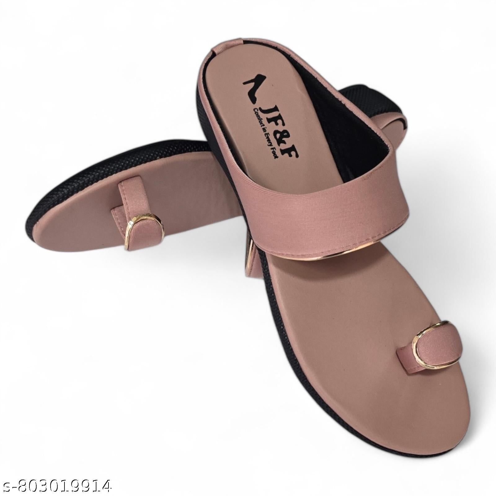 Peach Single Strap Flat Sandal - Unixkart - View 4