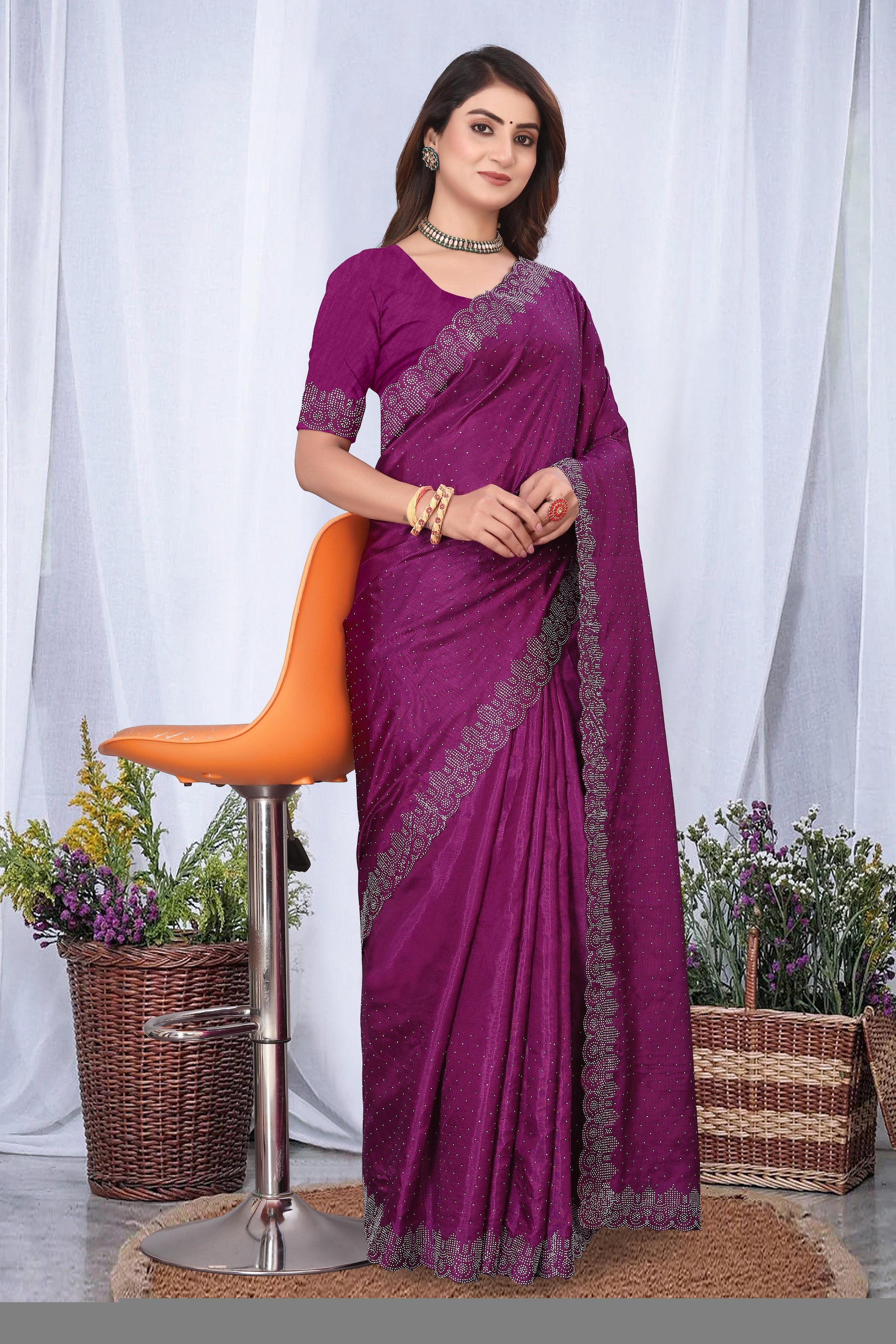 Diamond Work Traditional Fancy Saree - Unixkart - View 4