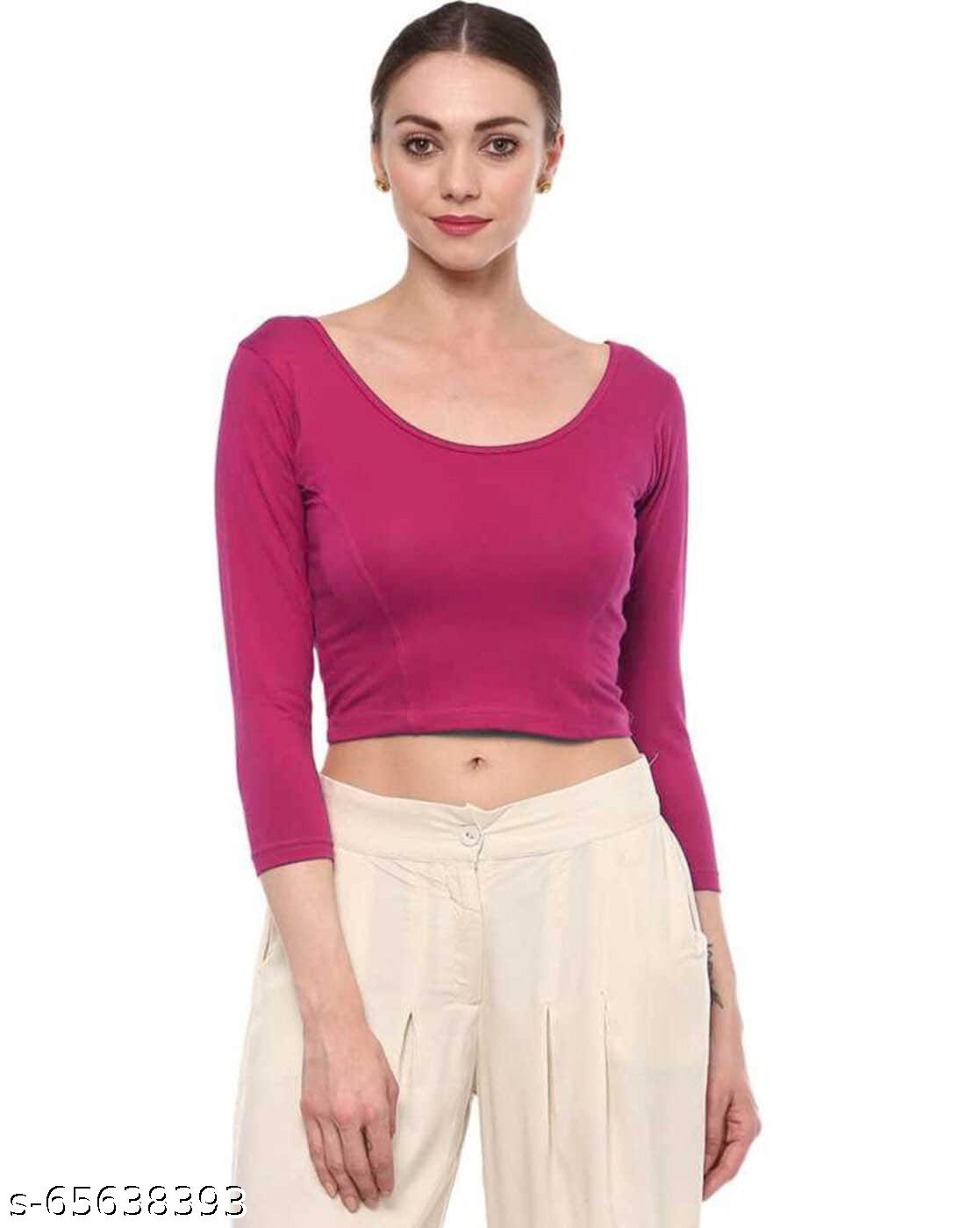 Readymade Stretchable cotton lycra Blouse long sleeves - Unixkart - View 4