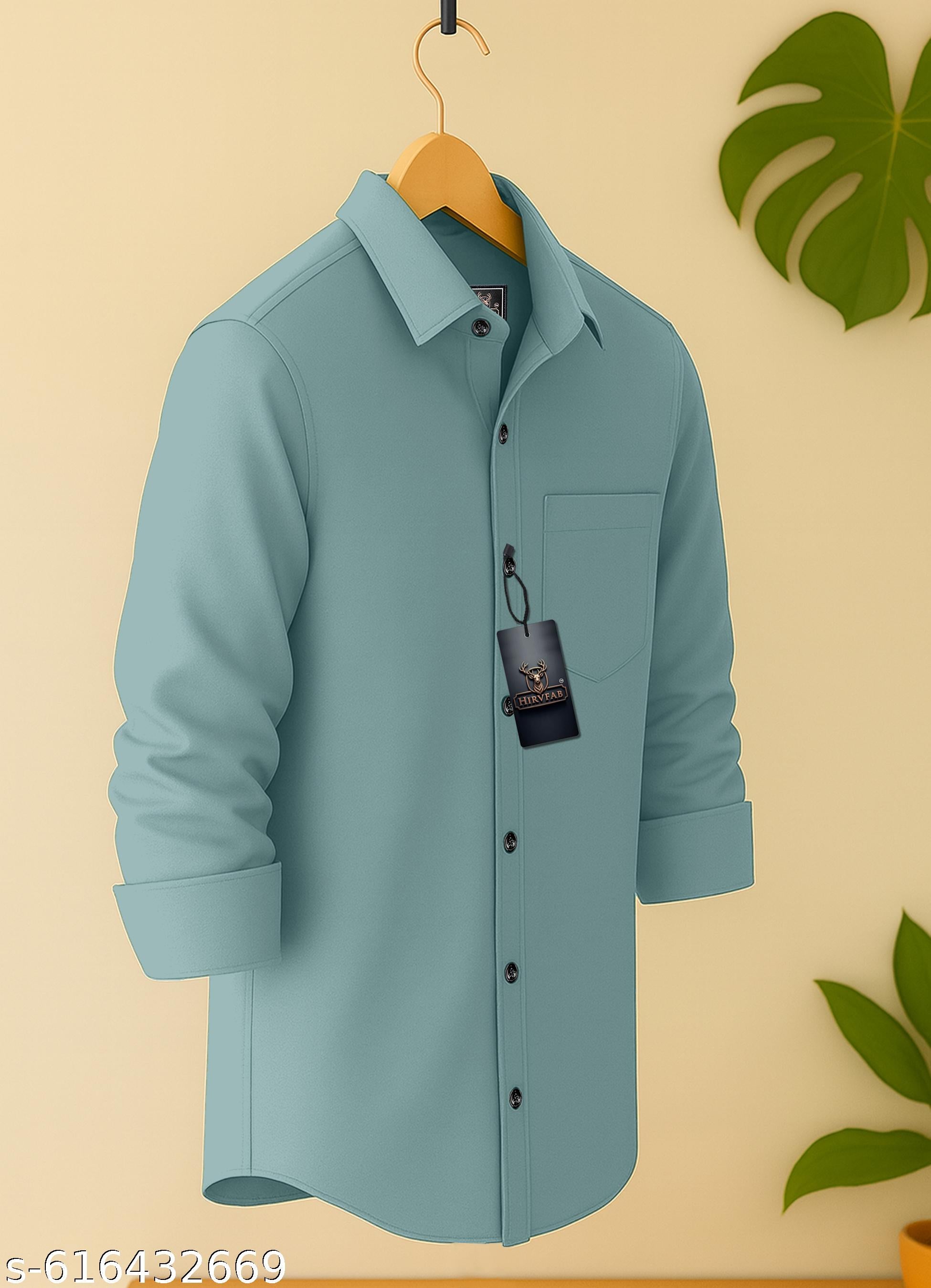 Men's Solid Regular Spread Collar Fancy Shirt - Unixkart - View 4