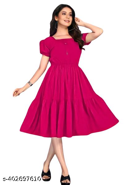 Women's Rayon Fit & Flare Knee Length Dress - Unixkart - View 4