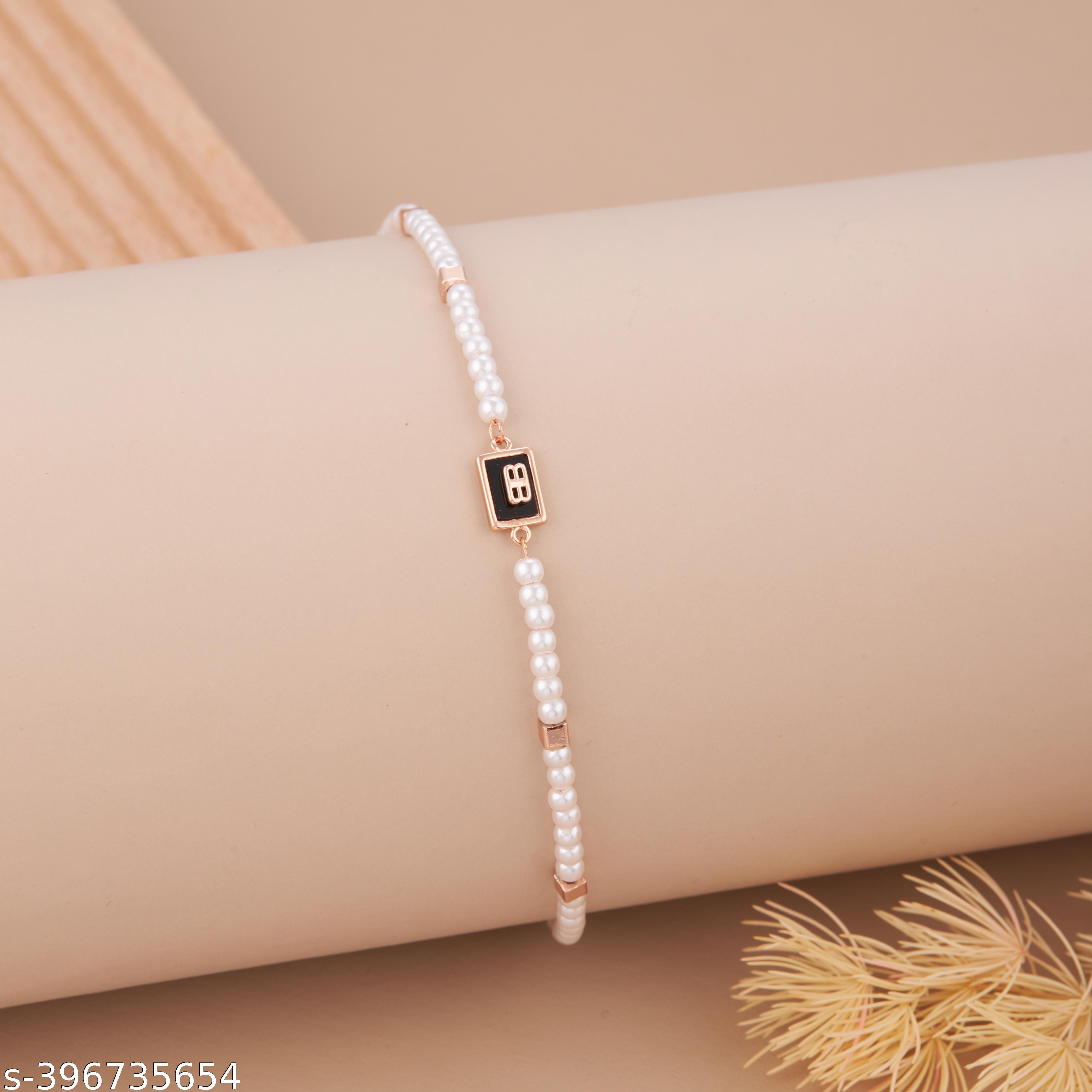 Stylish Rose Gold-Plated Pearl Bracelet for Women and Girls - Unixkart - View 4