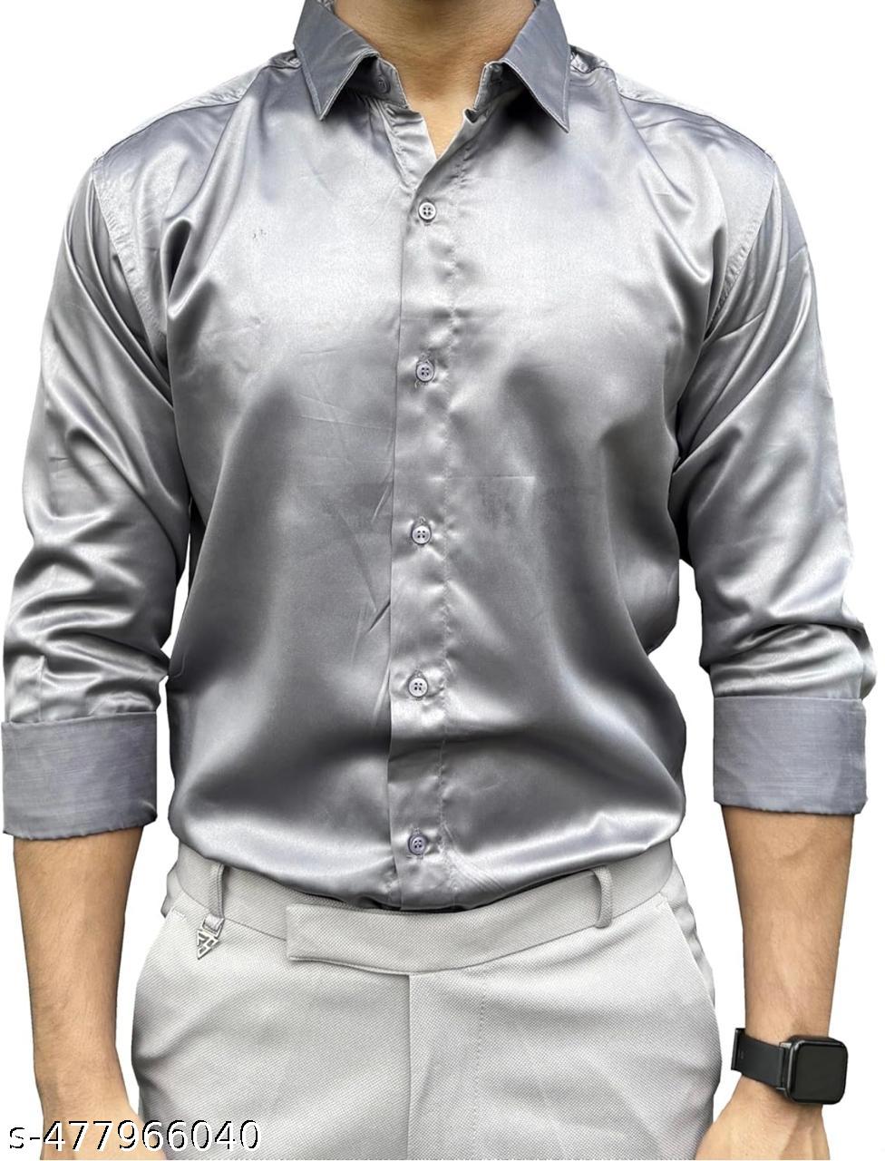 Men's Relaxed Fit Satin Cotton Mix Shirt - Unixkart - View 4