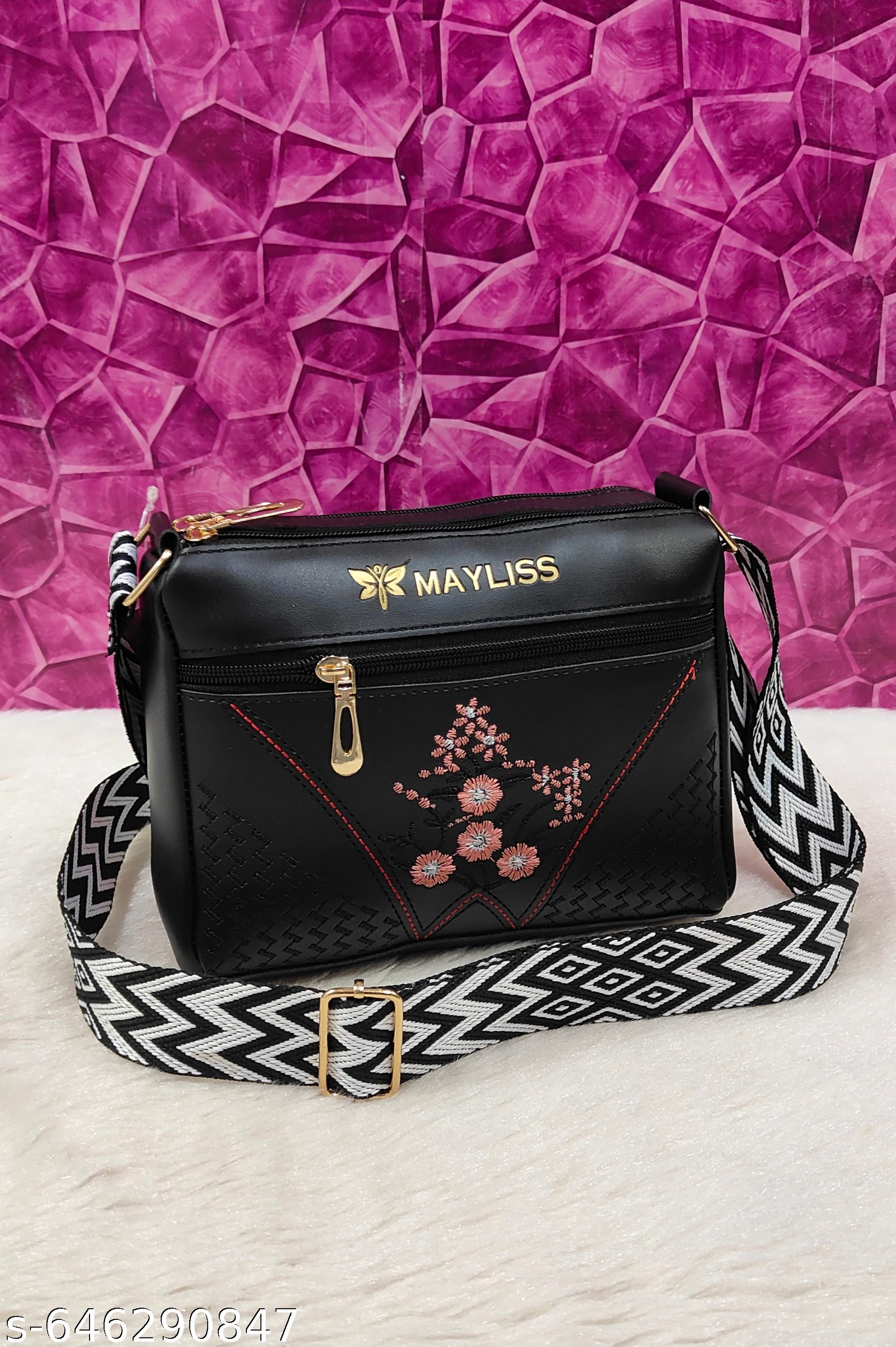 Elegant stylish women Black PU sling bags/Premium PU leather sling bags for women/Small Sling bags/Full handwork bag/Party wear and wedding bag for women - Unixkart - View 4