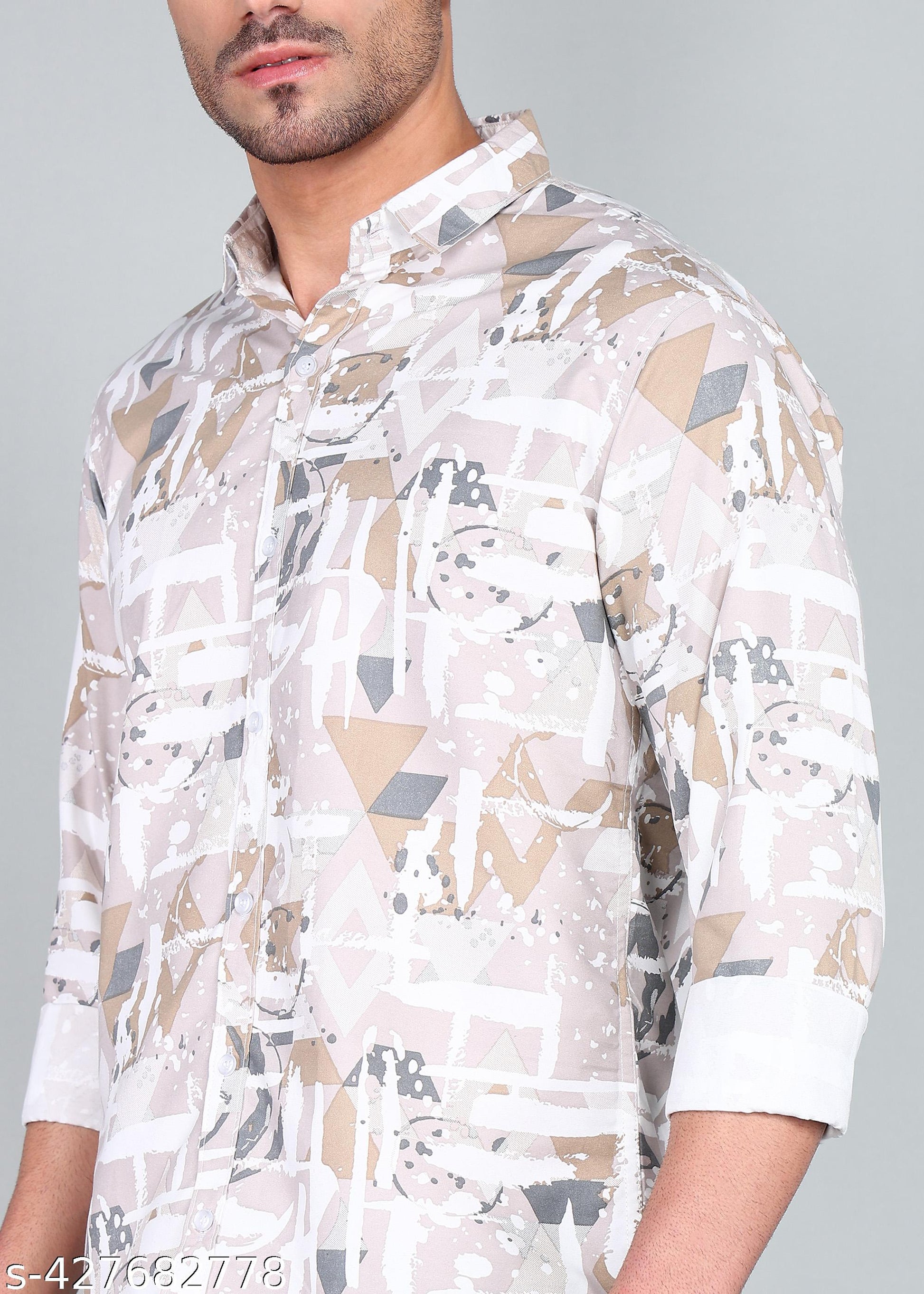 Men's Abstract Regular Spread Collar Shirt - Unixkart - View 4
