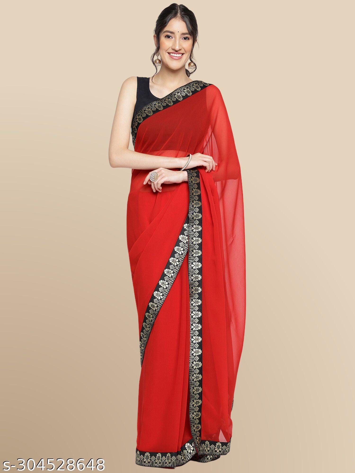 Plain Georgettete Saree - Unixkart