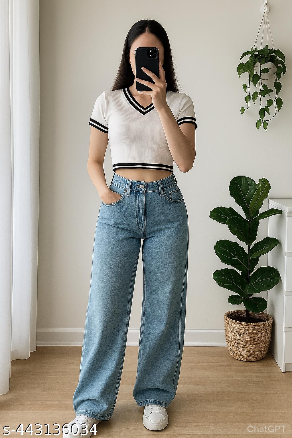 Women's Ribbed V-Neck Crop Top with Contrast Trim - image 4