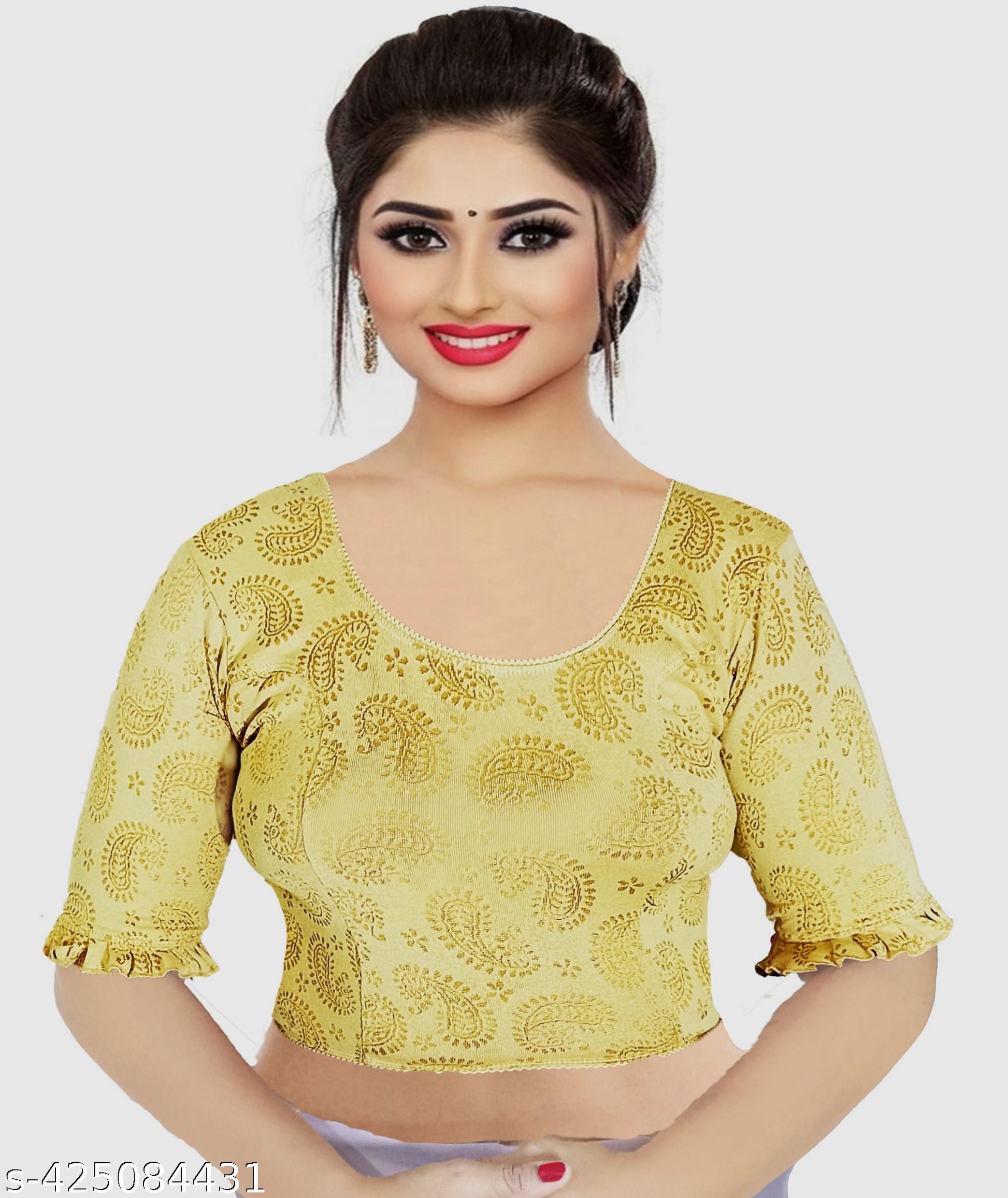 Pure Cotton Lycra Jacquard Keri Design Readymade Blouse for Women Stretchable Blouse - Unixkart - View 4