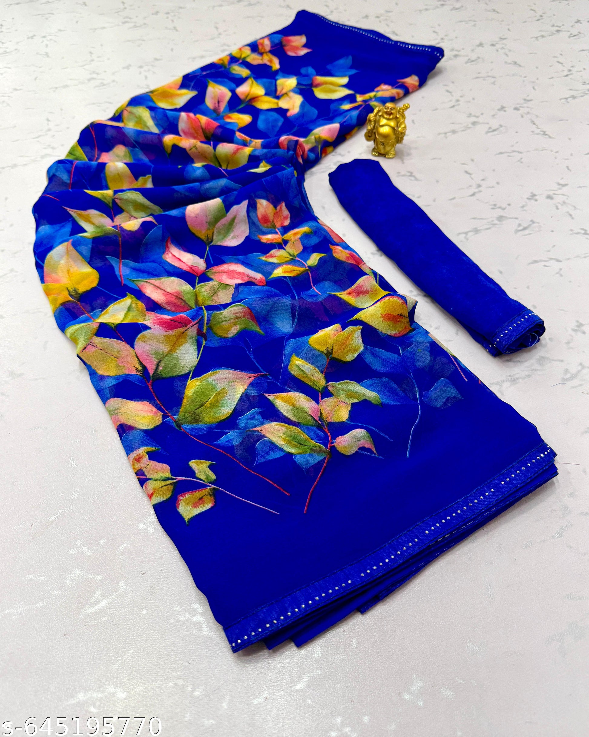 Weightless Printed Georgette Daily Wear Saree - Unixkart - View 4