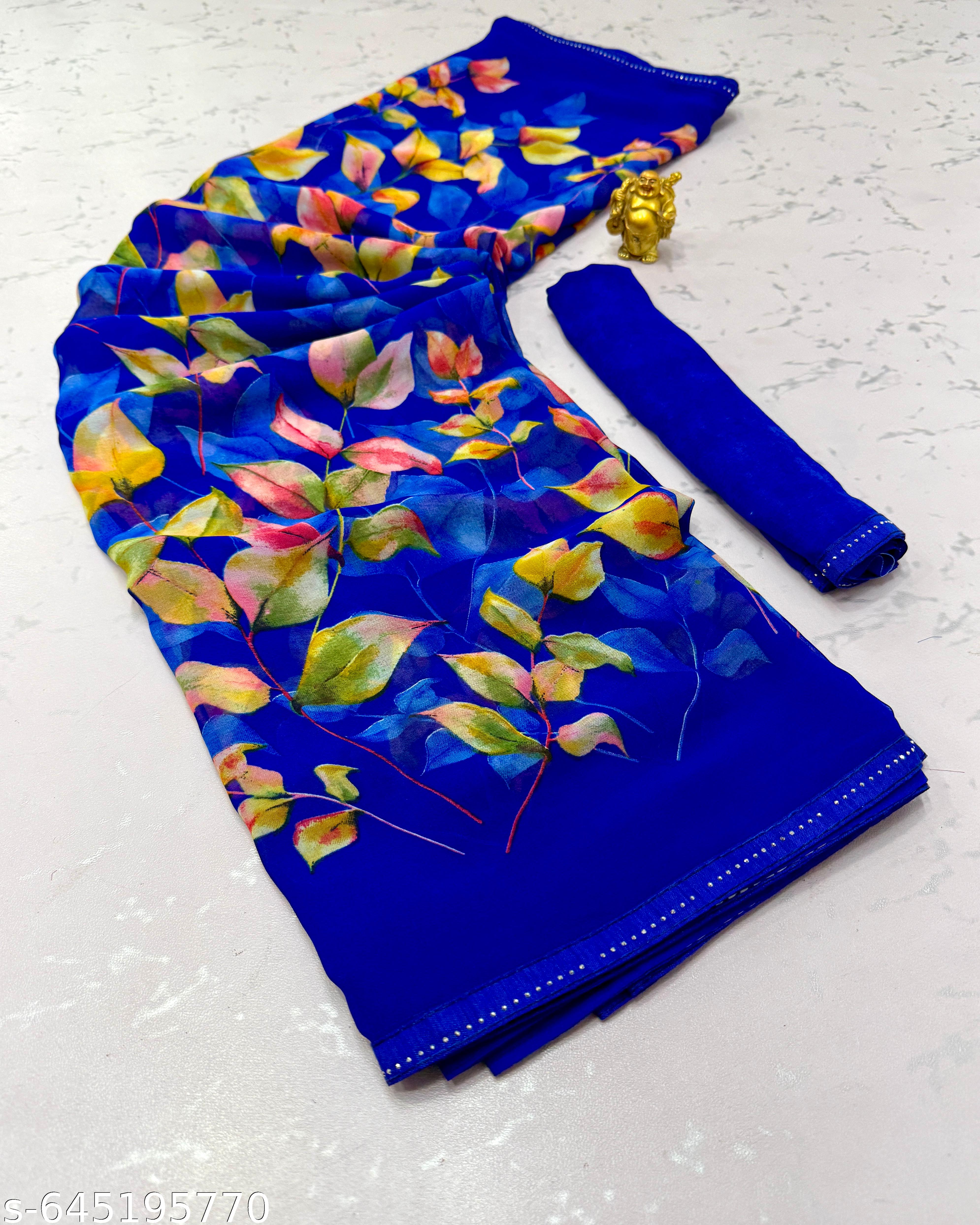 Weightless Printed Georgette Daily Wear Saree - Unixkart - View 4